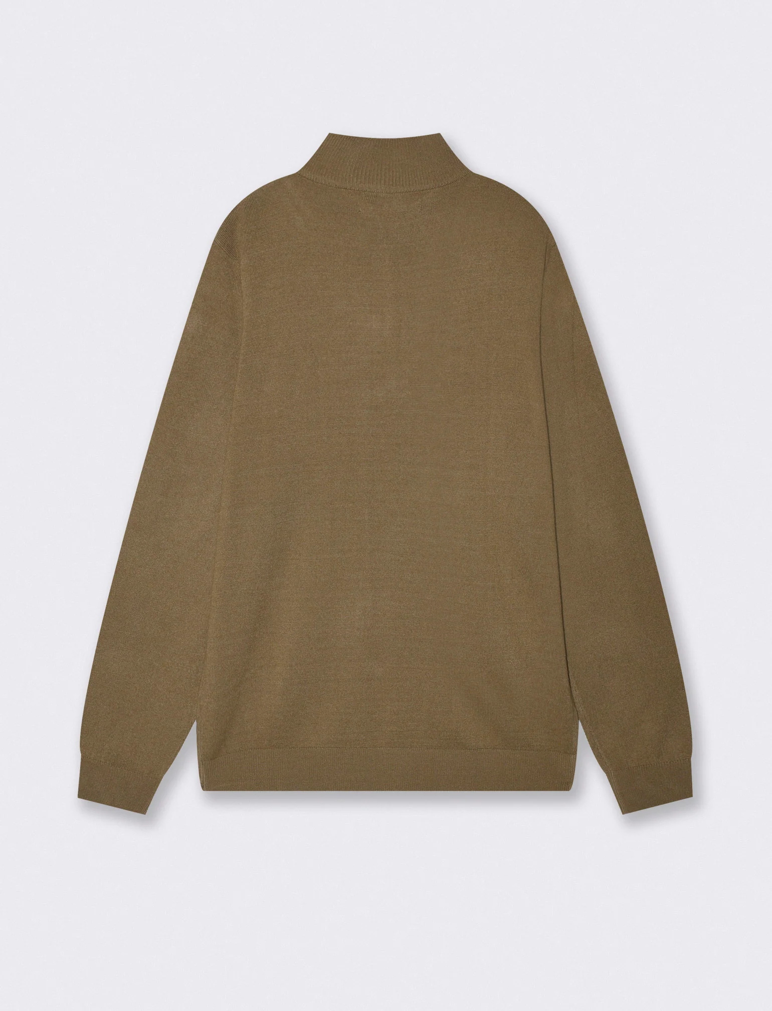 Maglia basic collo alto con zip - Verde kaki - Image 2