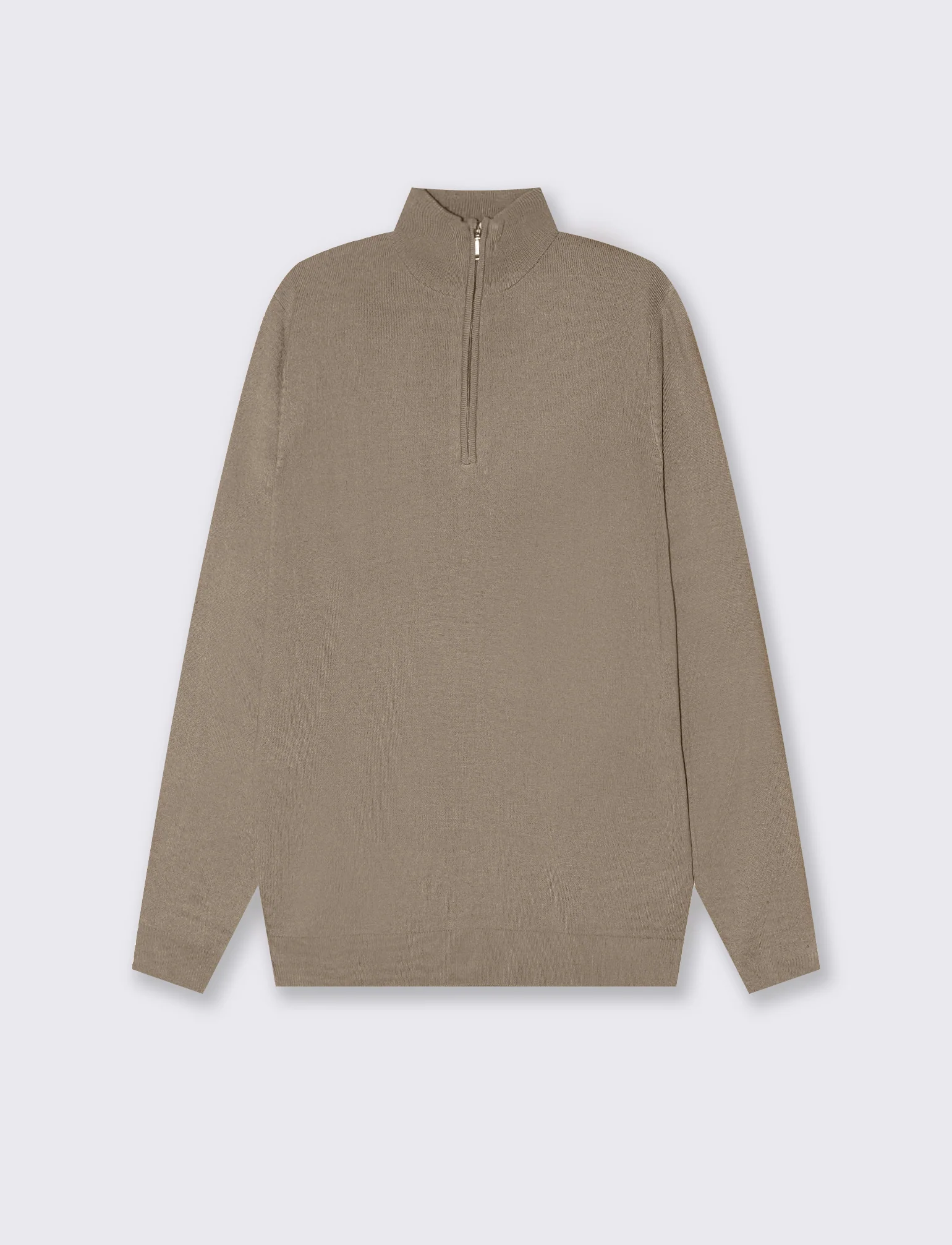 MAGLIA BASIC COLLO ALTO ZIP - Beige