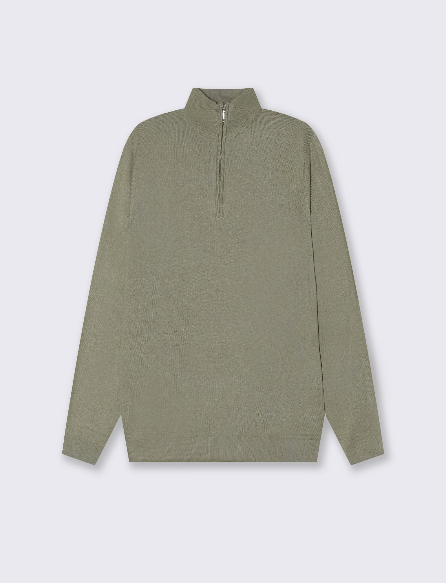 MAGLIA BASIC COLLO ALTO ZIP - Verde oliva