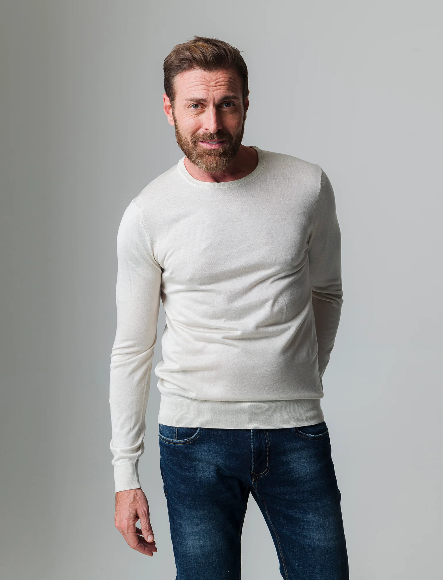 Maglia basic effetto cachemere da uomo - Grigio ghiaccio