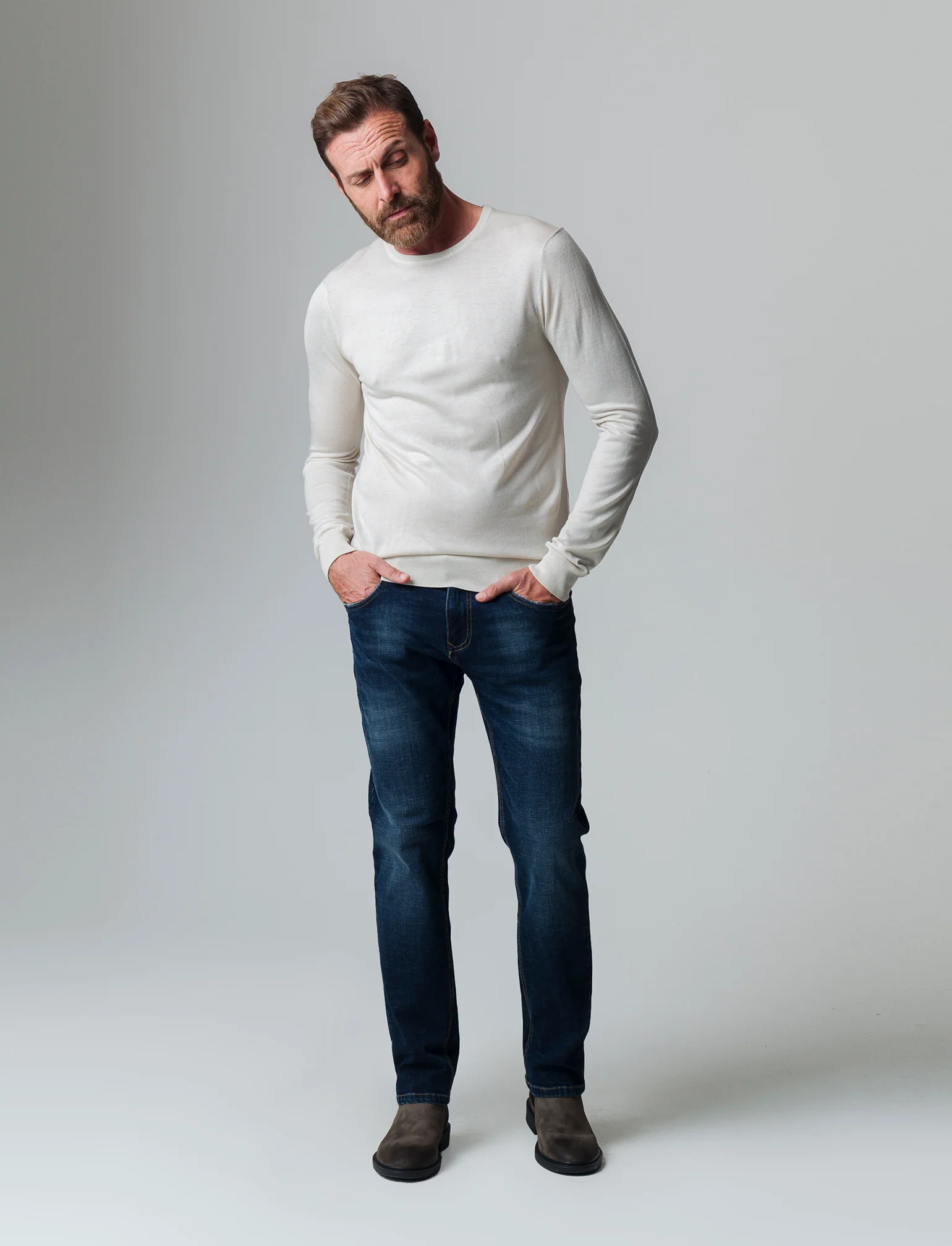 Maglia basic effetto cachemere da uomo - Grigio ghiaccio - Image 2