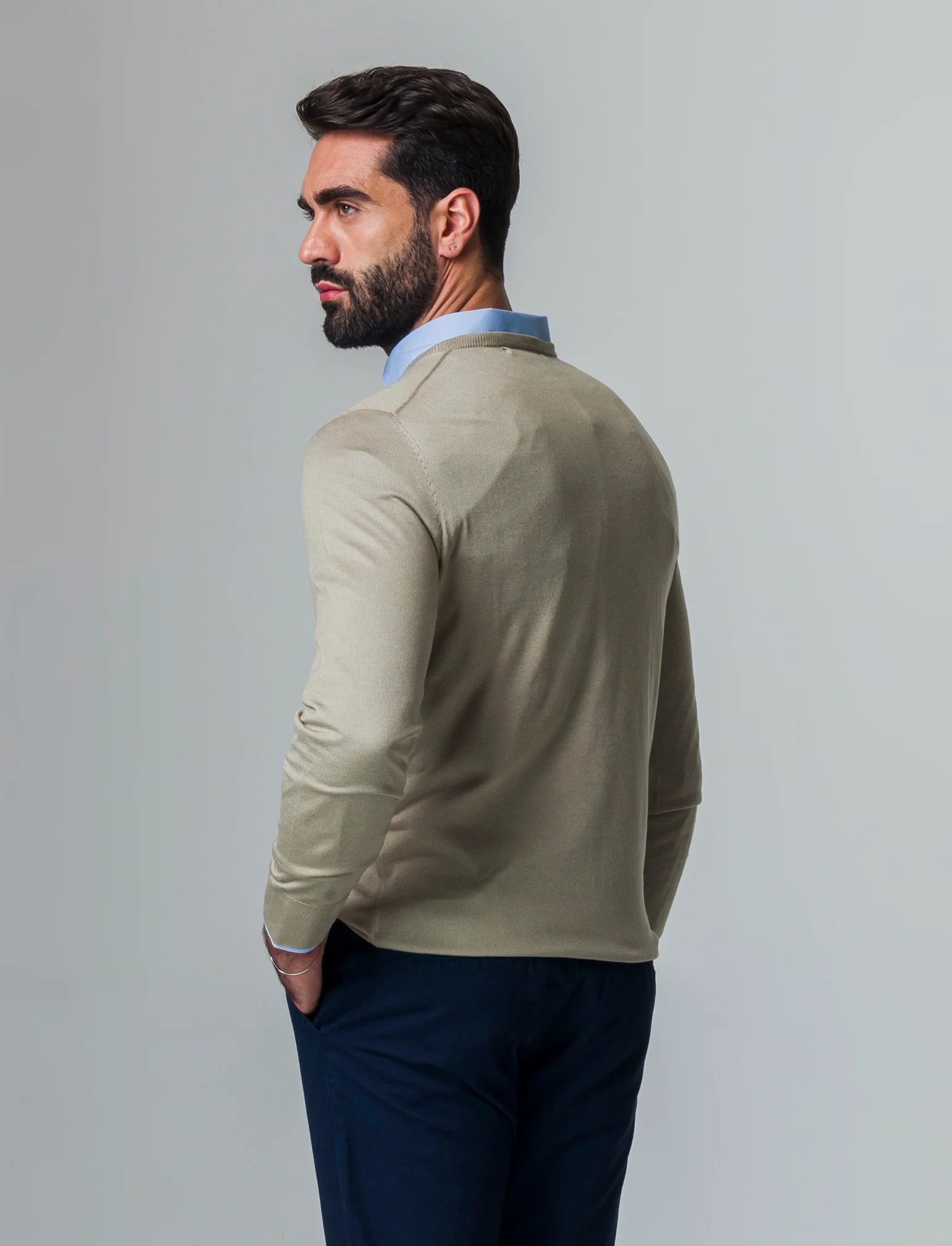 Maglia basic effetto cachemere da uomo - Verde salvia