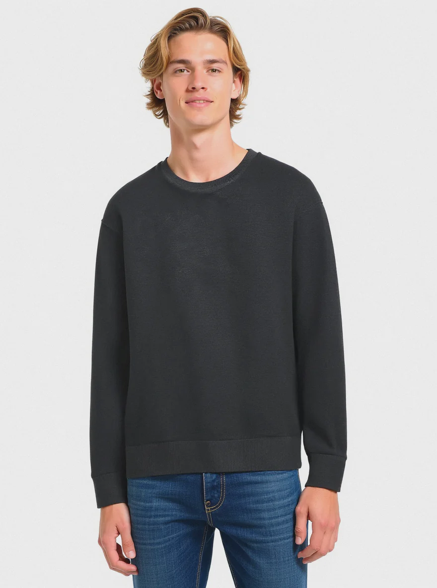 MAGLIA BASIC IN FILATO COMFORT - Antracite melange