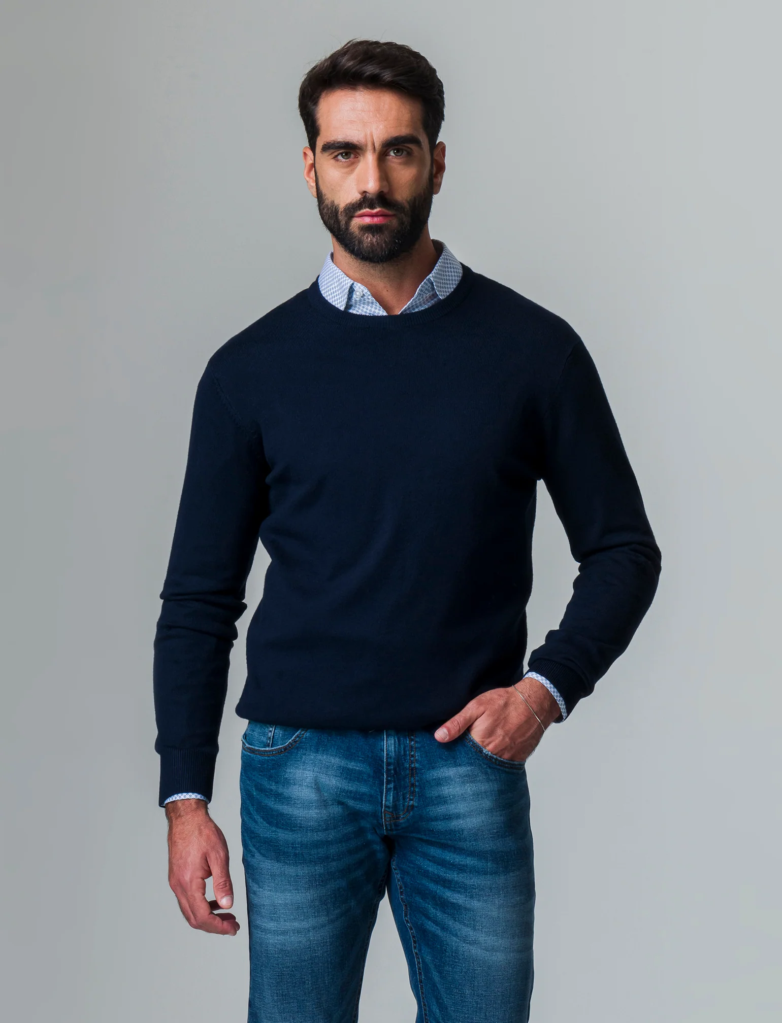 Maglia basic in filato comfort da uomo - Blu