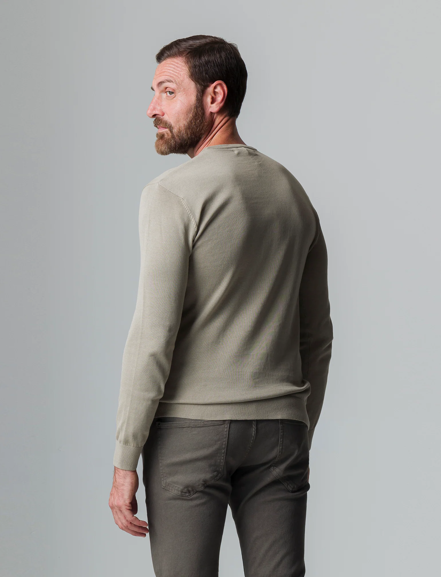 Maglia basic in puro cotone da uomo - Verde salvia