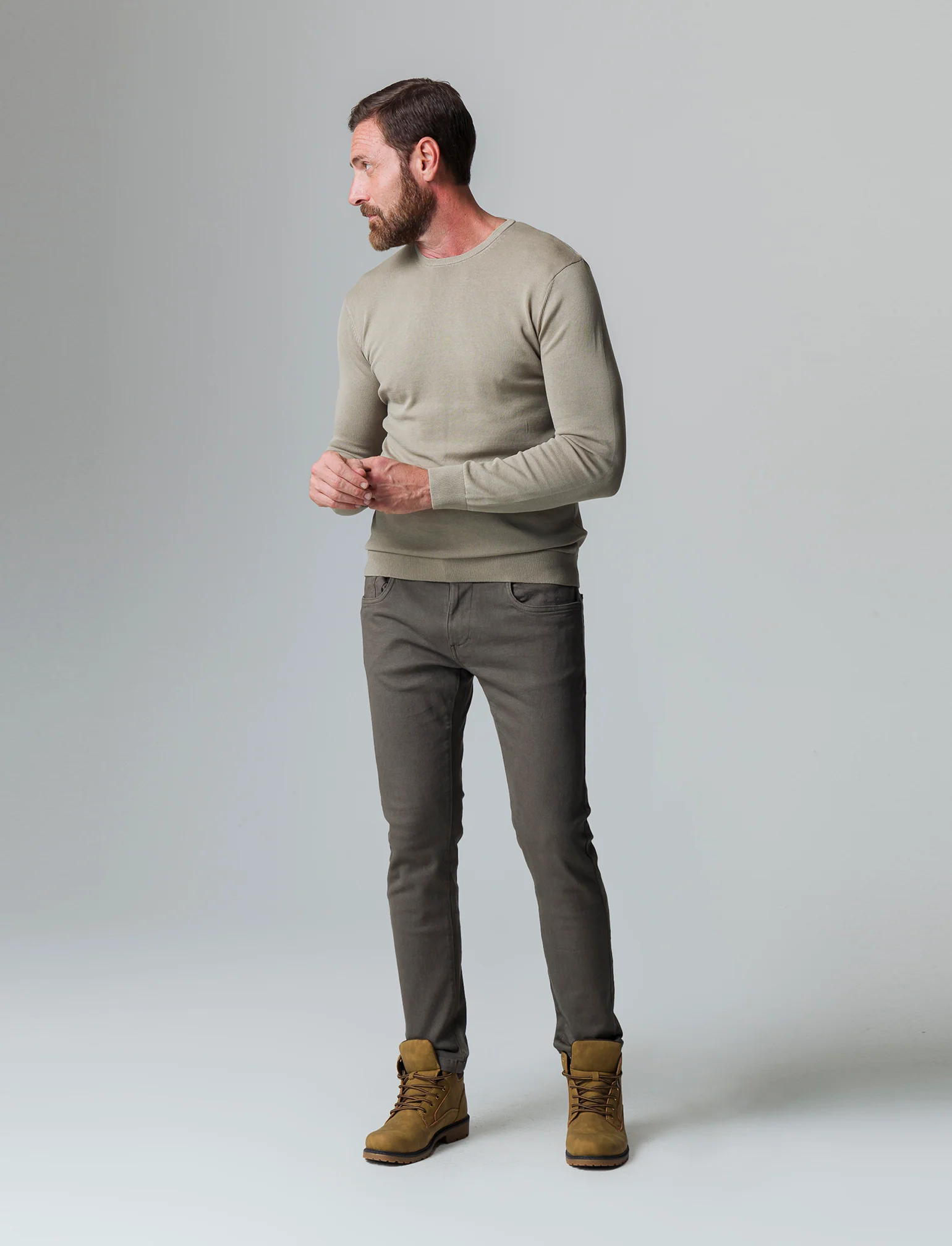 Maglia basic in puro cotone da uomo - Verde salvia - Image 2