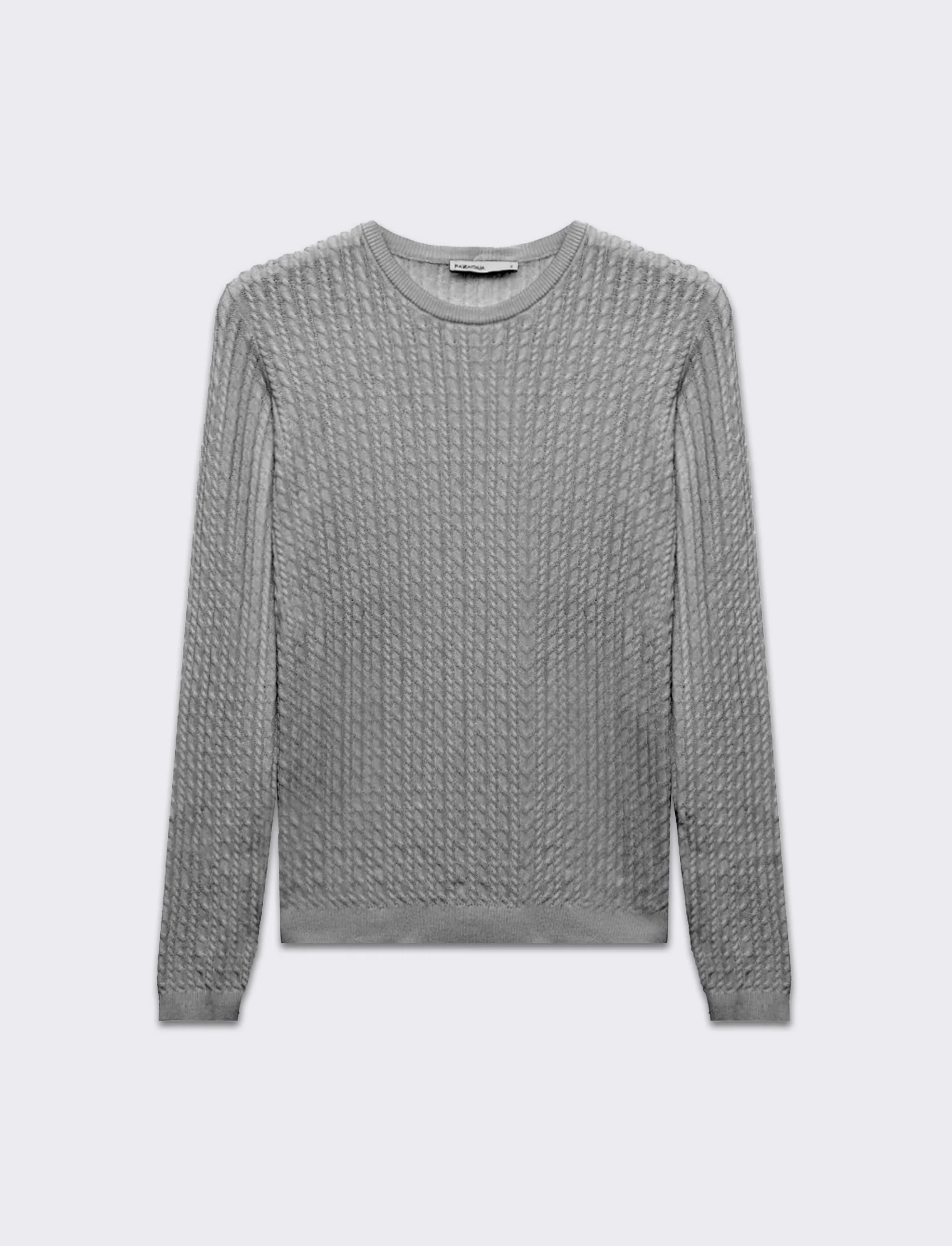 Maglia basica giro collo a trecce da donna - Grigio chiaro