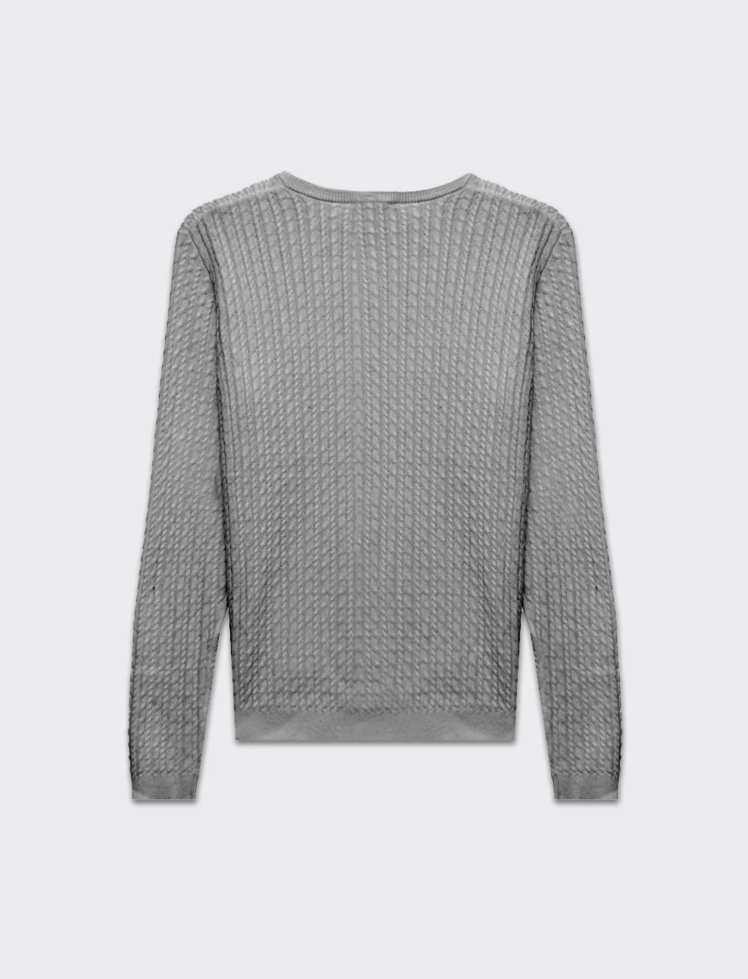 Maglia basica giro collo a trecce da donna - Grigio chiaro - Image 2