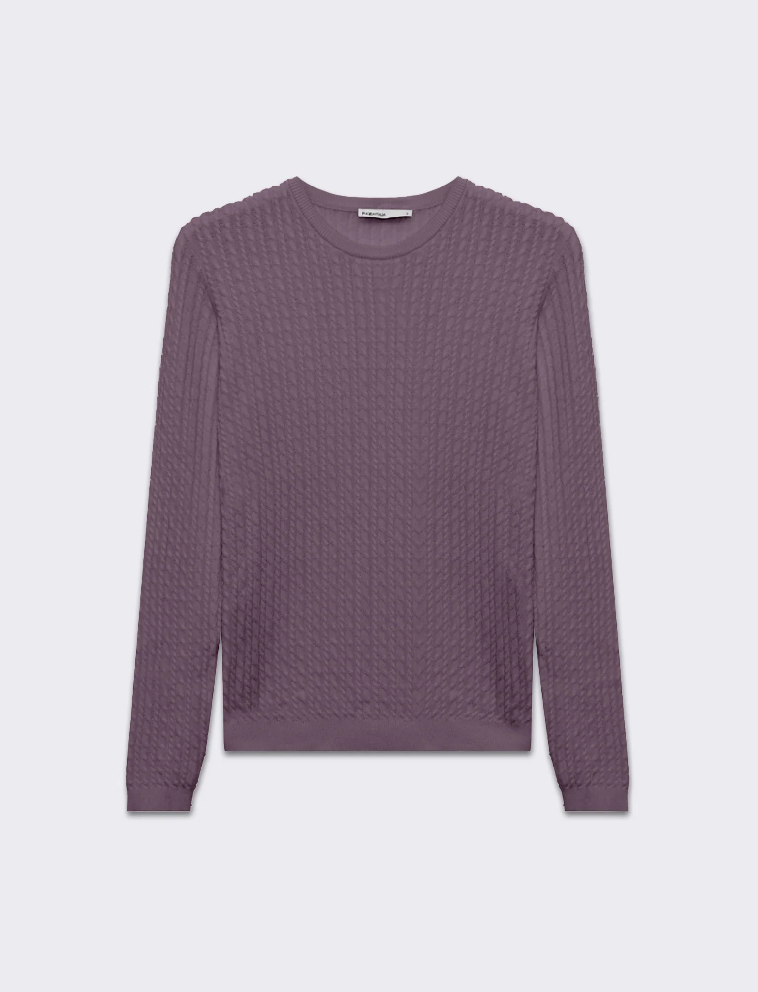 Maglia basica giro collo a trecce da donna - Lilla