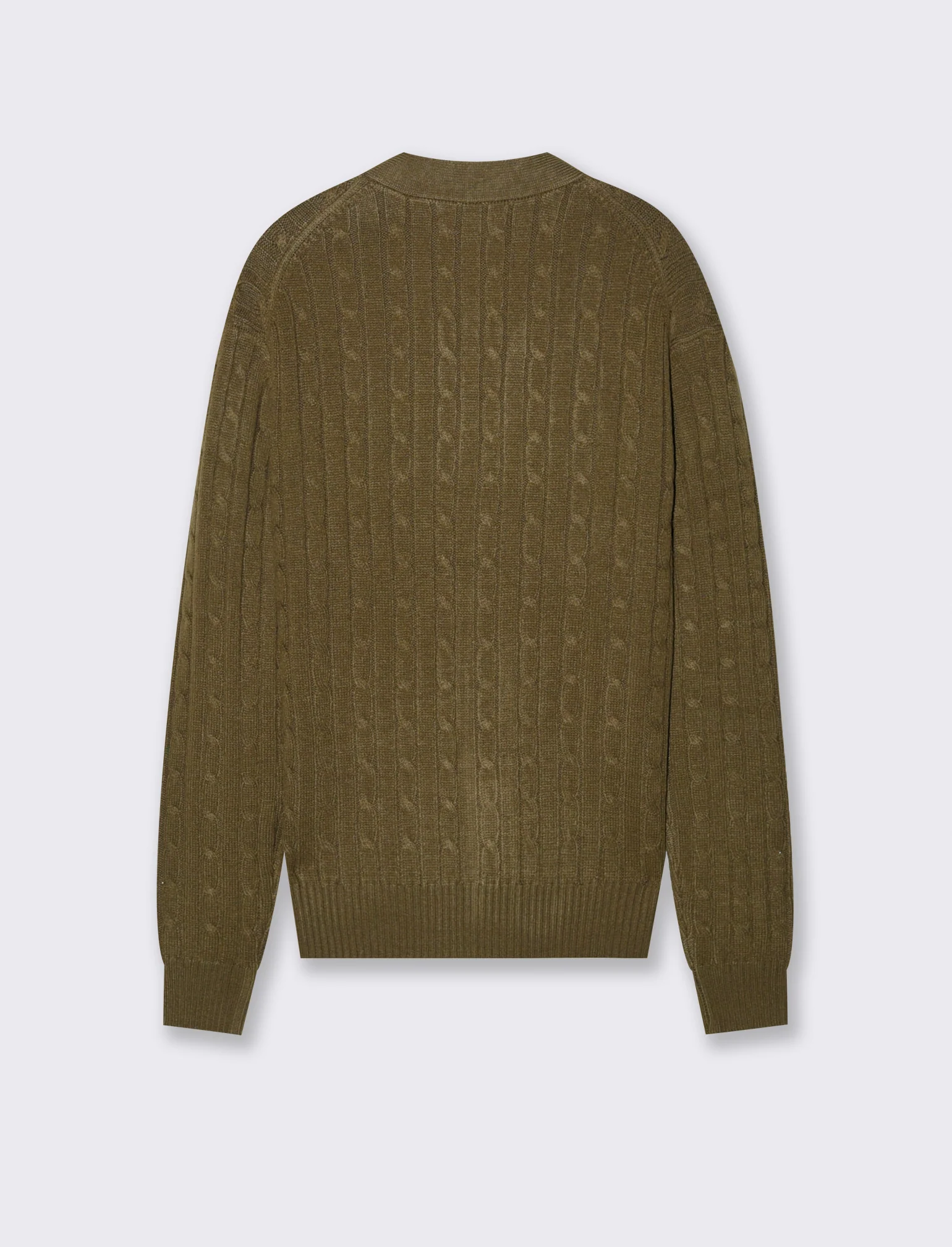 MAGLIA CARDIGAN A TRECCE: - Grigio fango - Image 2