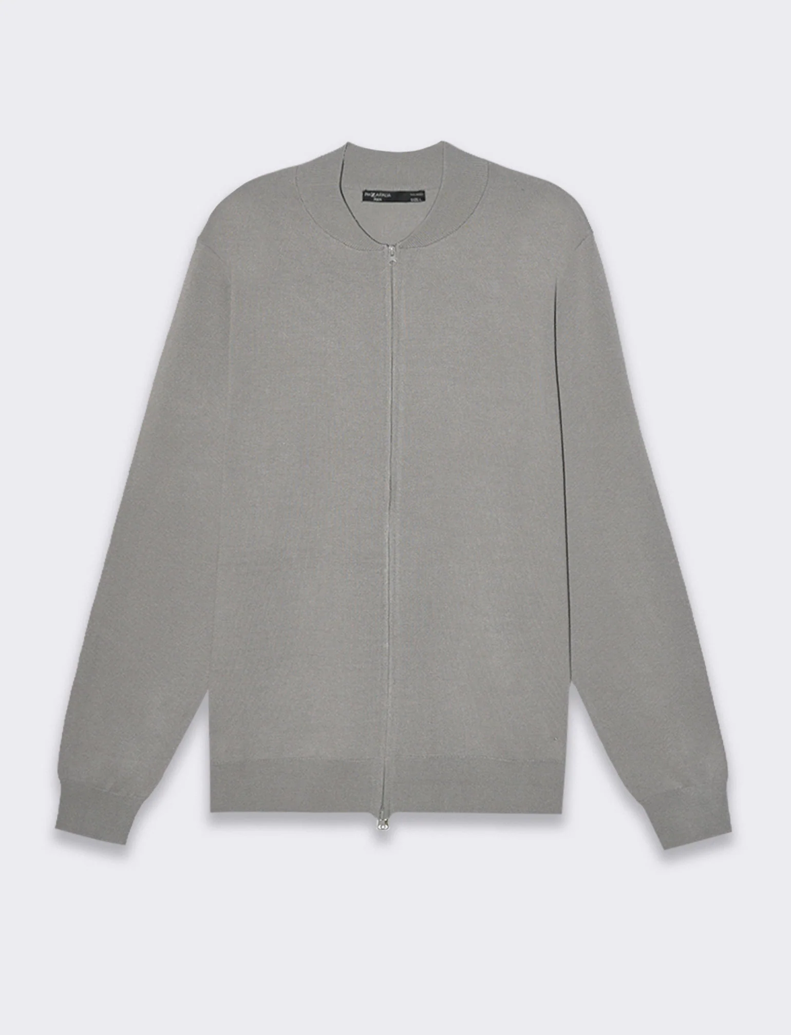 Maglia cardigan collo bomber in filato premium da uomo - Grigio