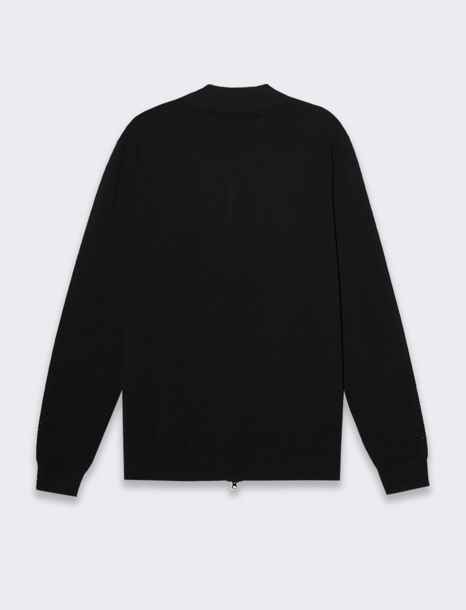 Maglia cardigan collo bomber in filato premium da uomo - Nero - Image 6