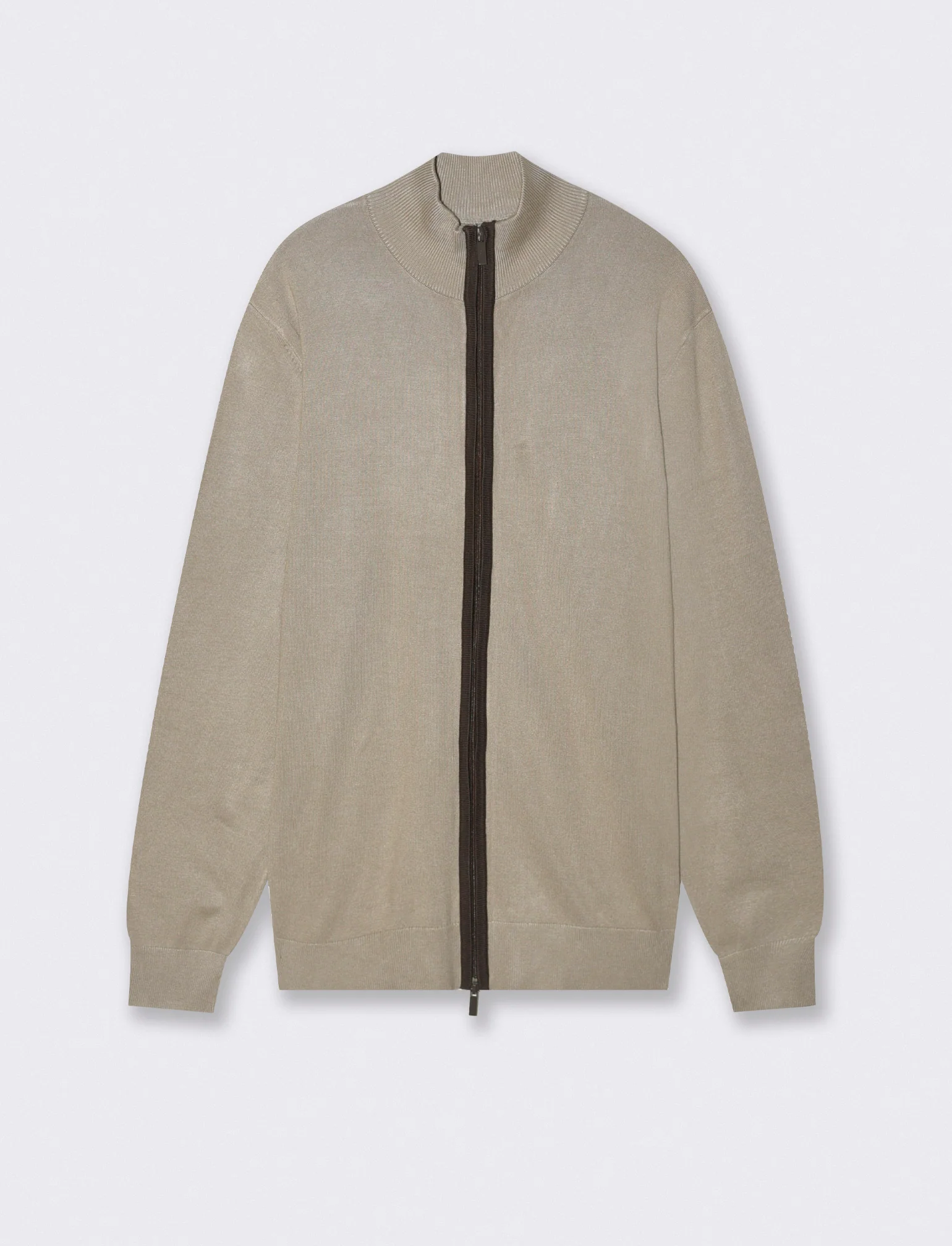 MAGLIA CARDIGAN CON BOTTONI E CERNIERA - Beige - Image 4