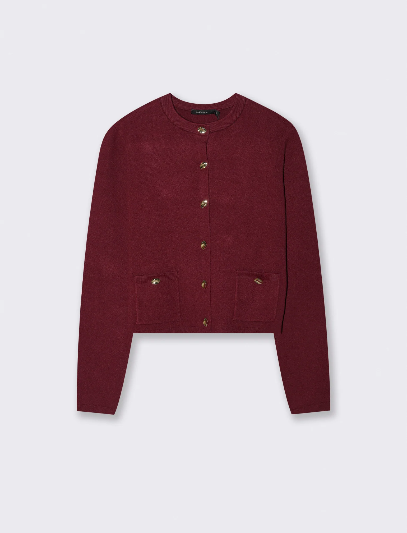 MAGLIA CARDIGAN CORTO CON TASCHE - Vinaccia - Image 4