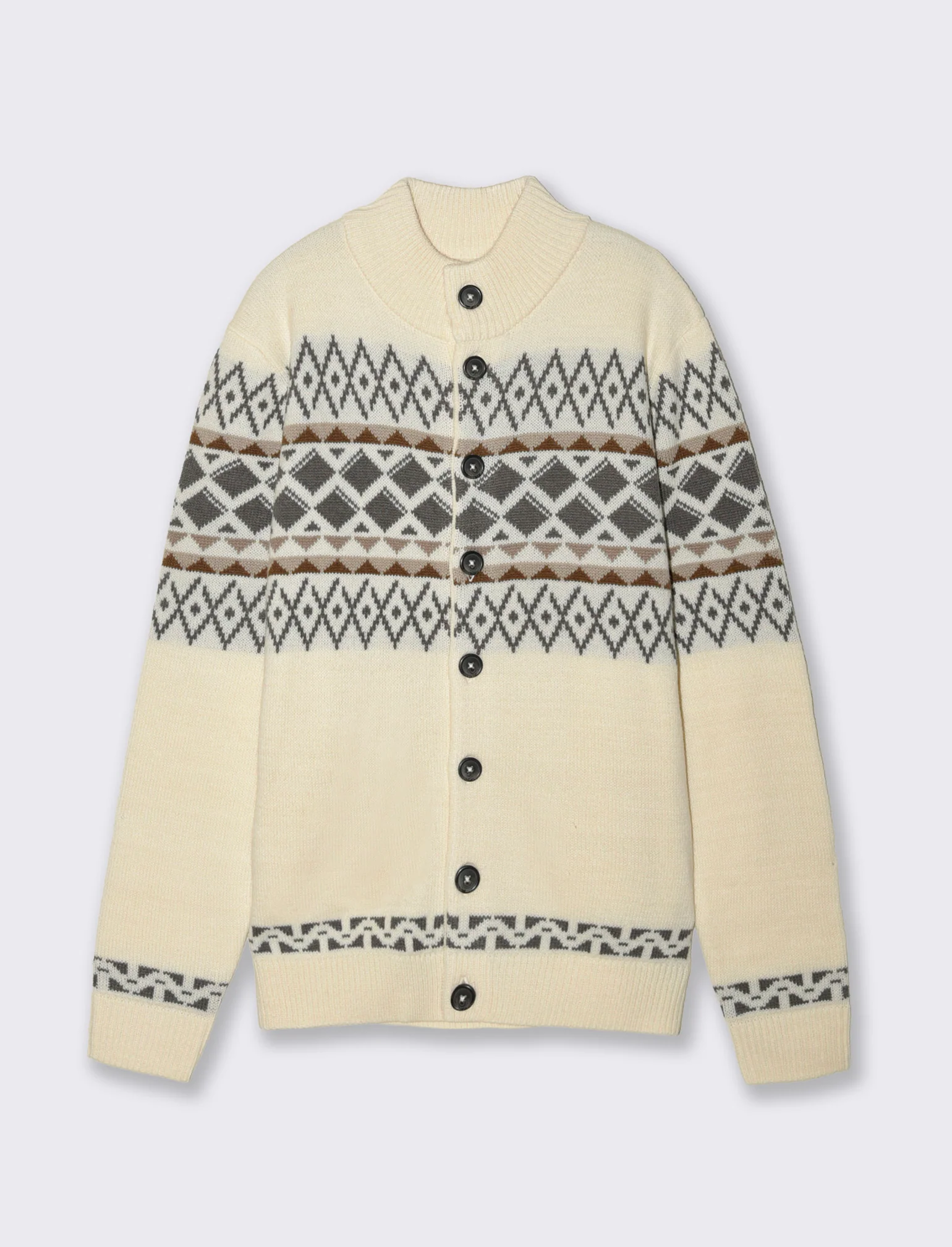 MAGLIA  CARDIGAN FANTASIA JACQUARD - Bianco