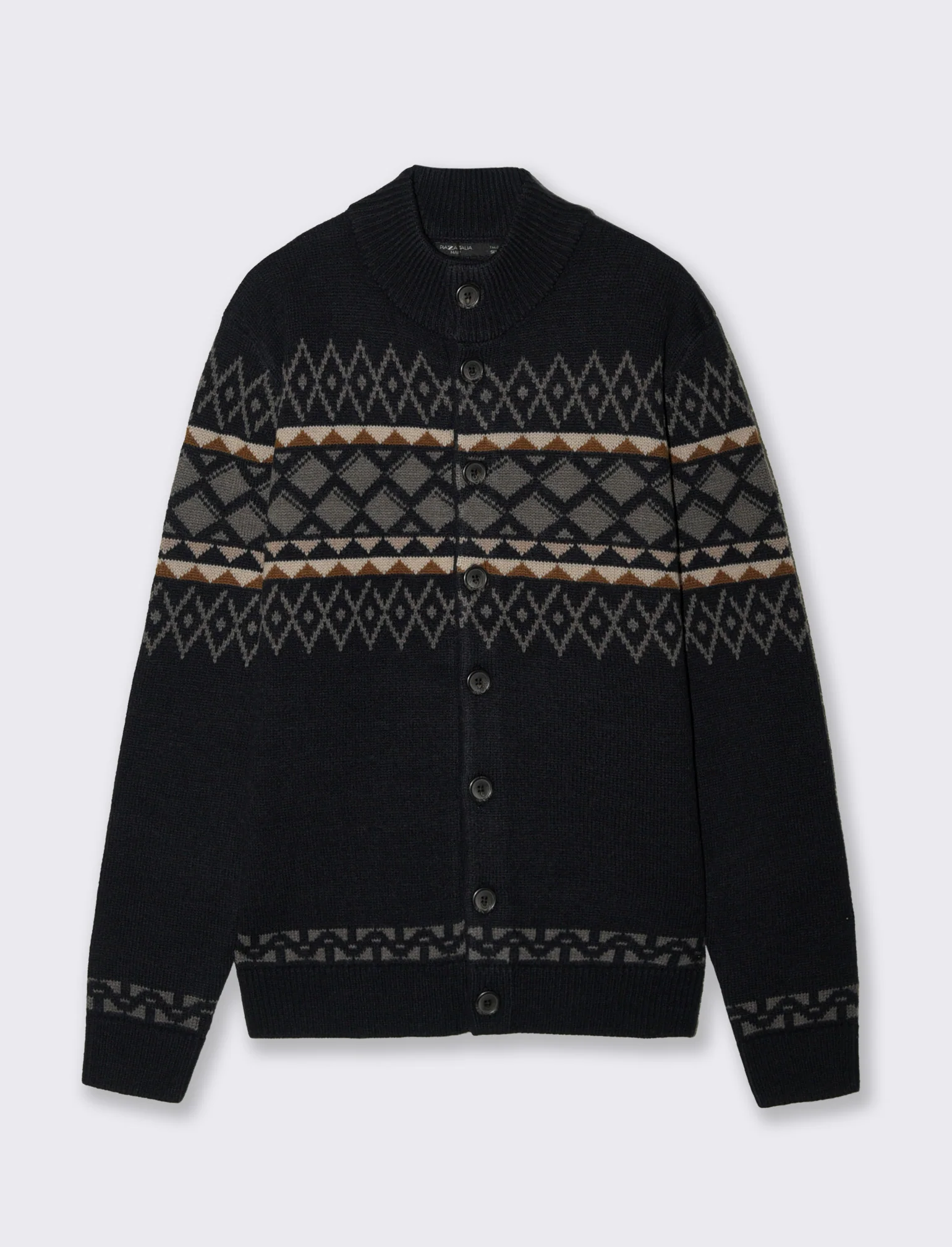 MAGLIA  CARDIGAN FANTASIA JACQUARD - Blu