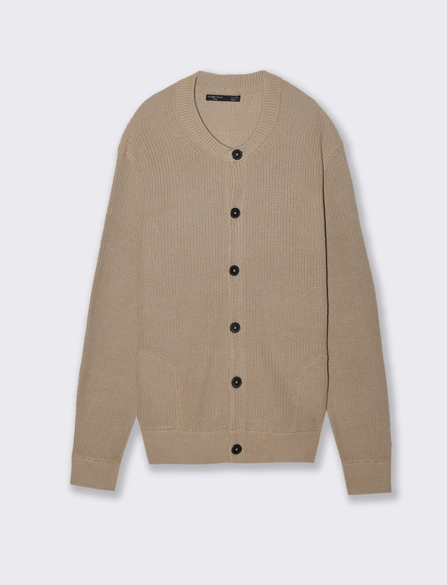 MAGLIA CARDIGAN IN  COTONE A COSTE - Beige - Image 2