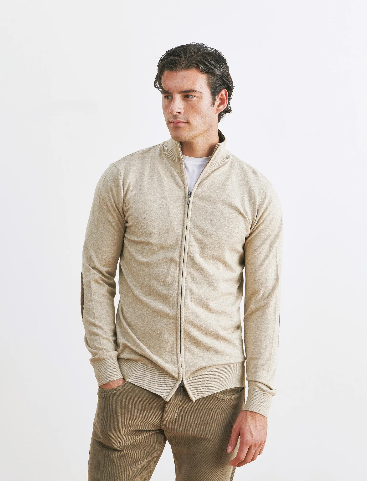 MAGLIA CARDIGAN  PREMIUM - Beige melange