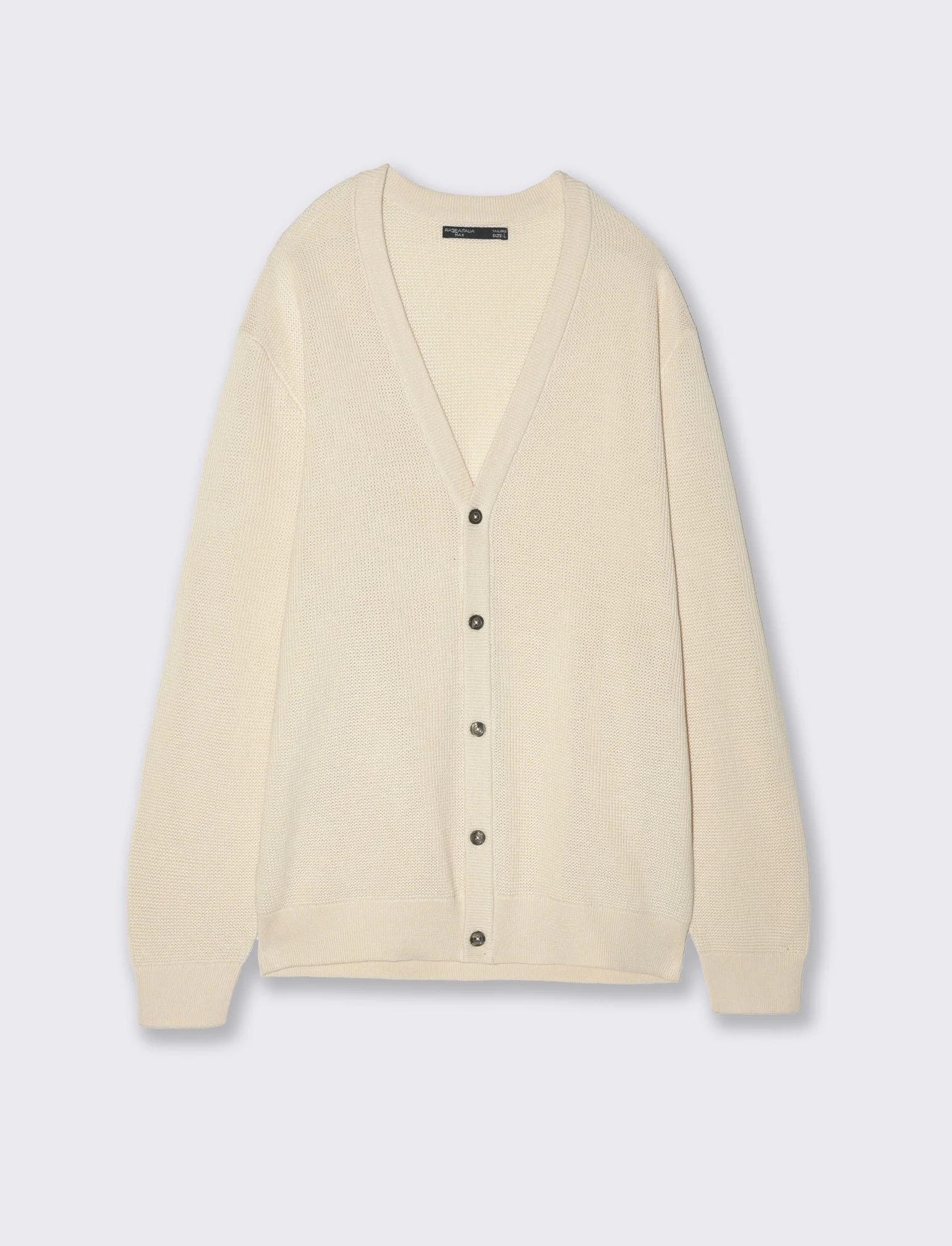 Maglia cardigan strutturata da uomo - Beige ecru - Image 2