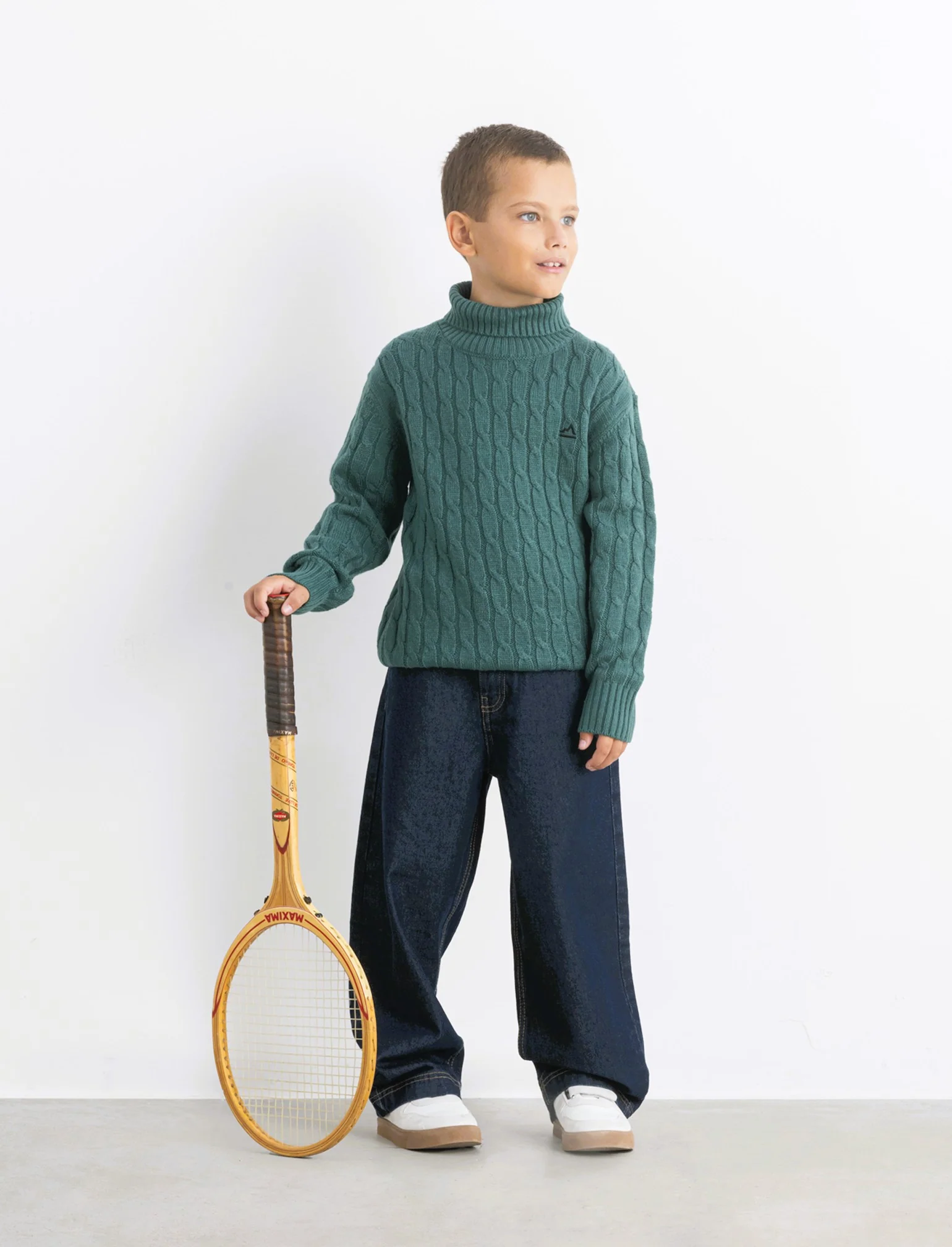 Maglia collo alto a traccia. - Verde - Image 3