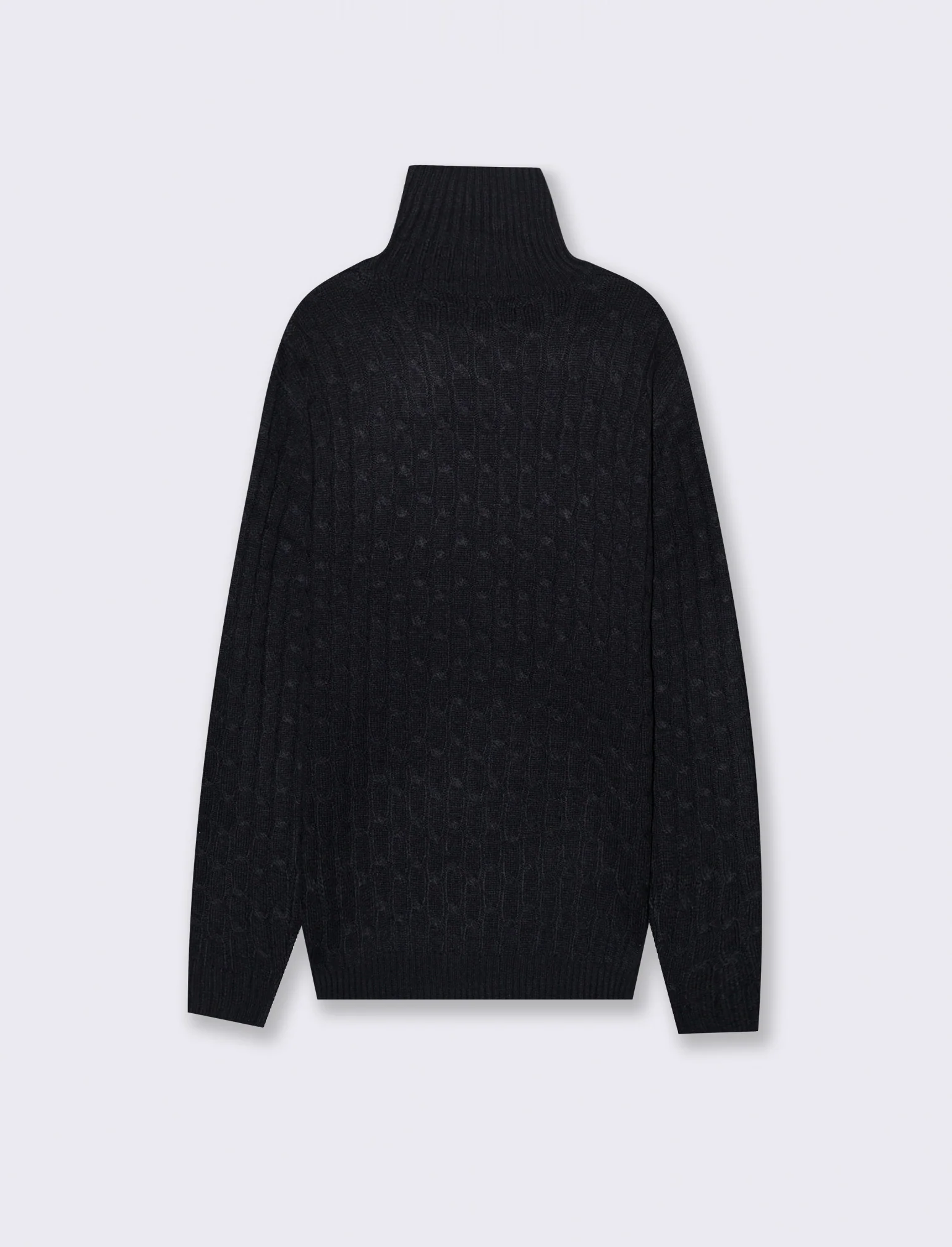 MAGLIA COLLO ALTO A TRECCE - Blu - Image 2