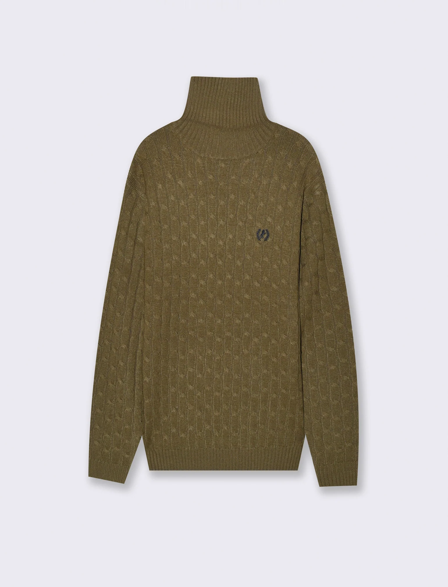 MAGLIA COLLO ALTO A TRECCE - Grigio fango
