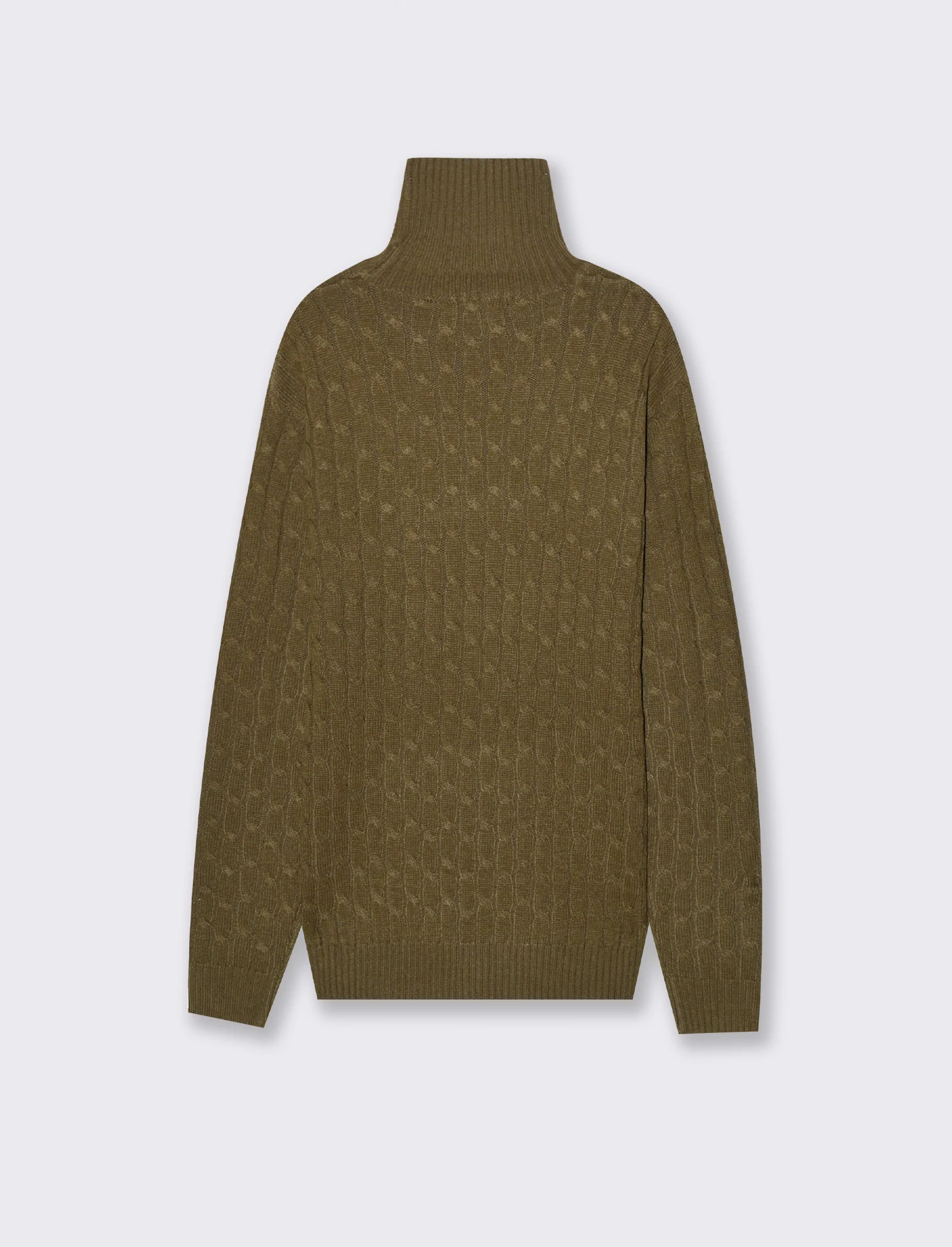 MAGLIA COLLO ALTO A TRECCE - Grigio fango - Image 2