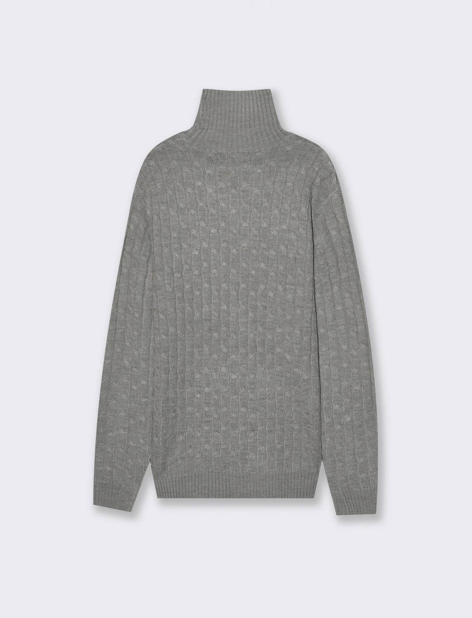 MAGLIA COLLO ALTO A TRECCE - Grigio mel. - Image 4