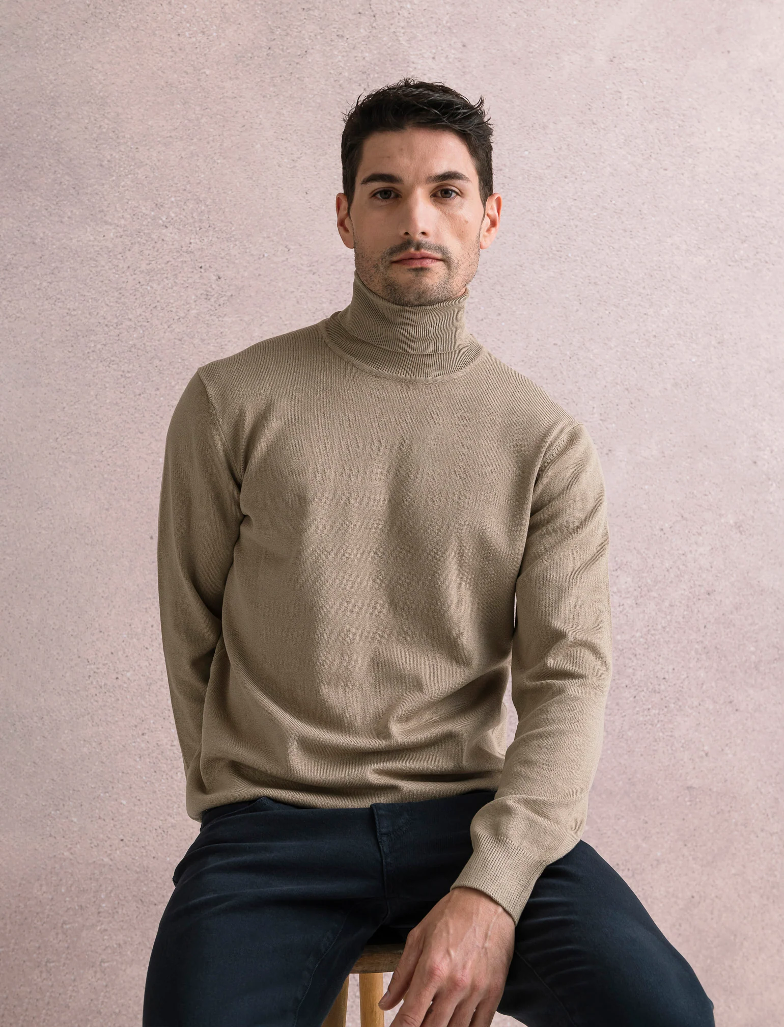 MAGLIA COLLO ALTO BASIC - Beige - Image 4