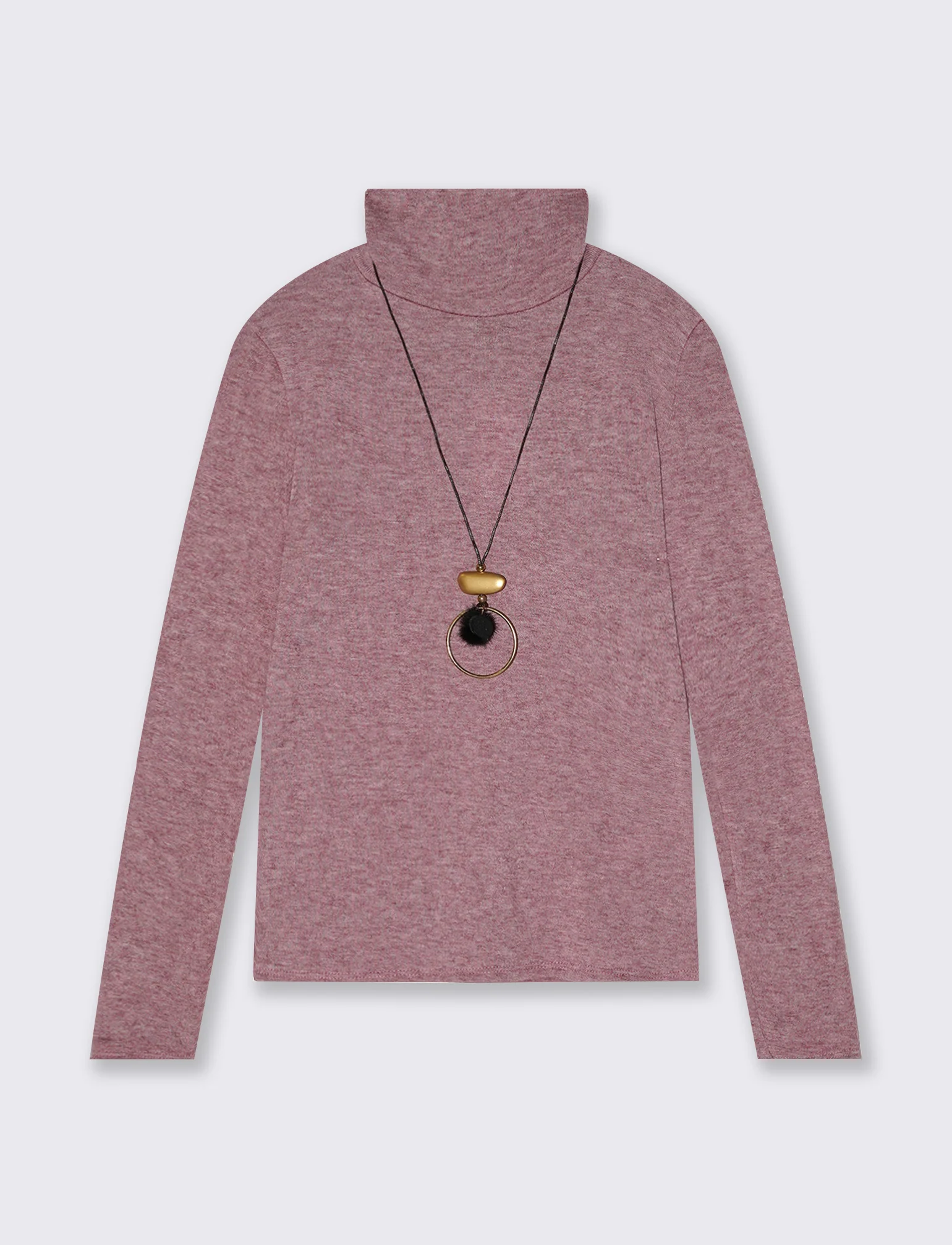 Maglia collo alto con collana - Bordeaux