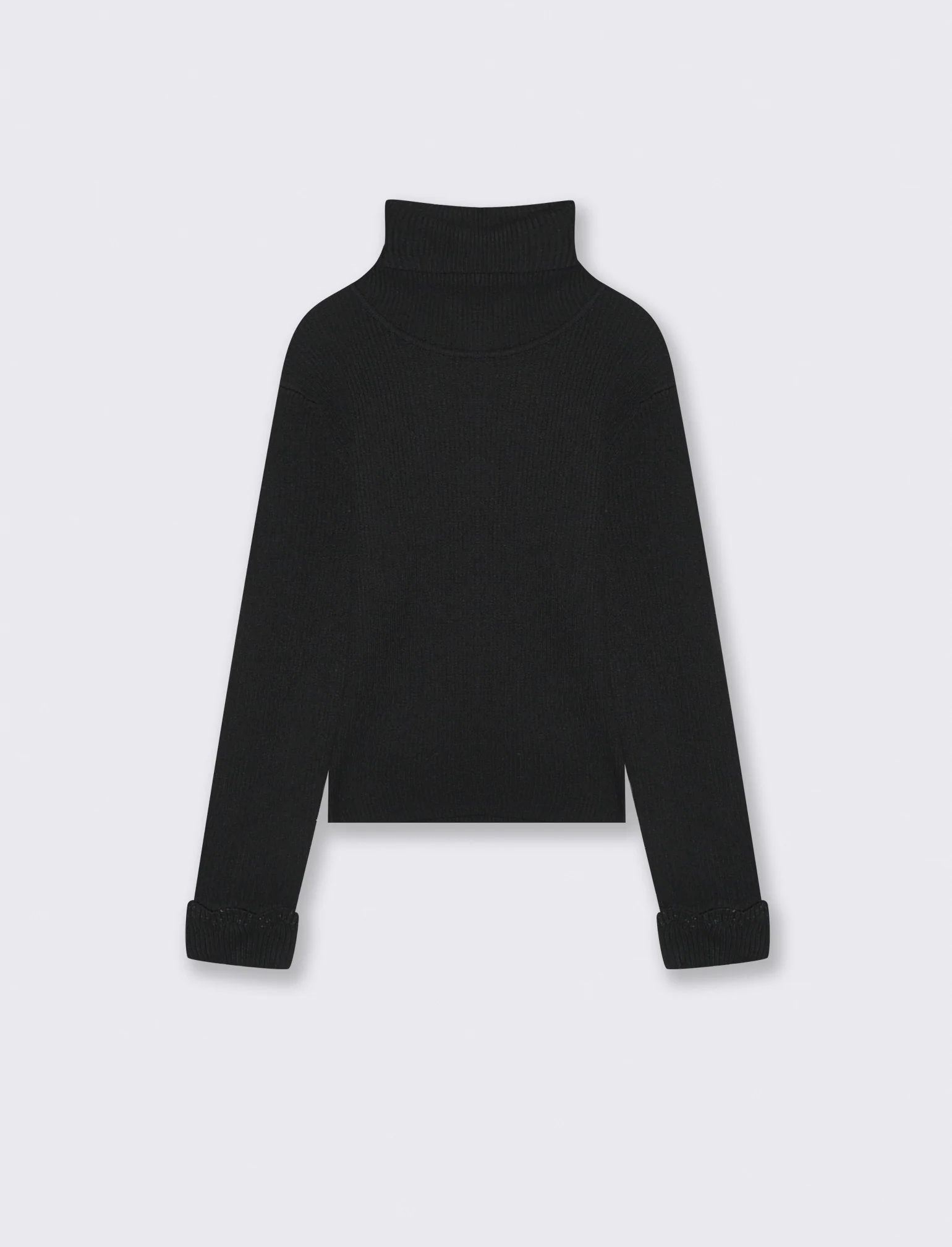 Maglia collo alto con dettaglio in fibra metallizzata al polsino. - Nero - Image 2