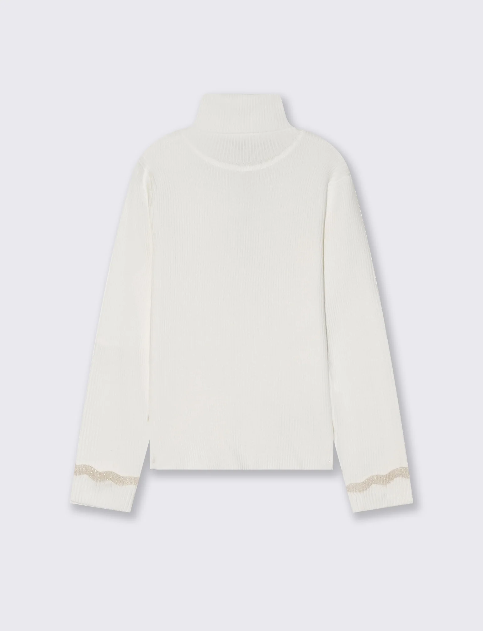Maglia collo alto con polsino metallico - Bianco latte