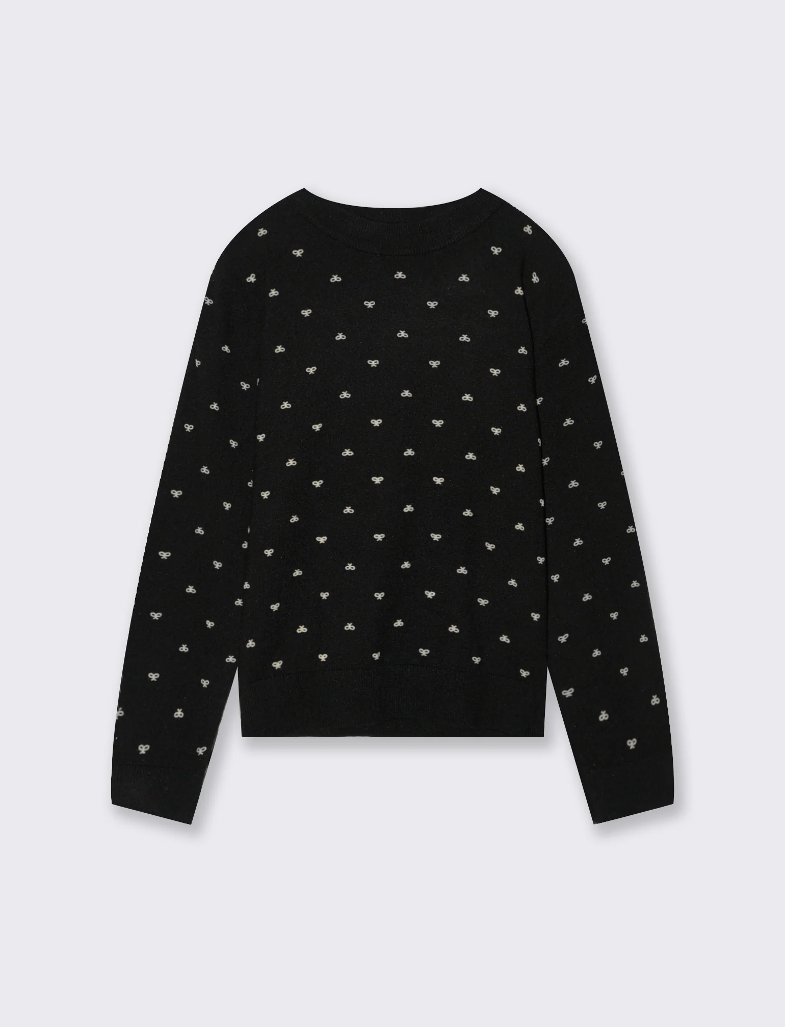 Maglia collo alto con stampa floccata. - Nero