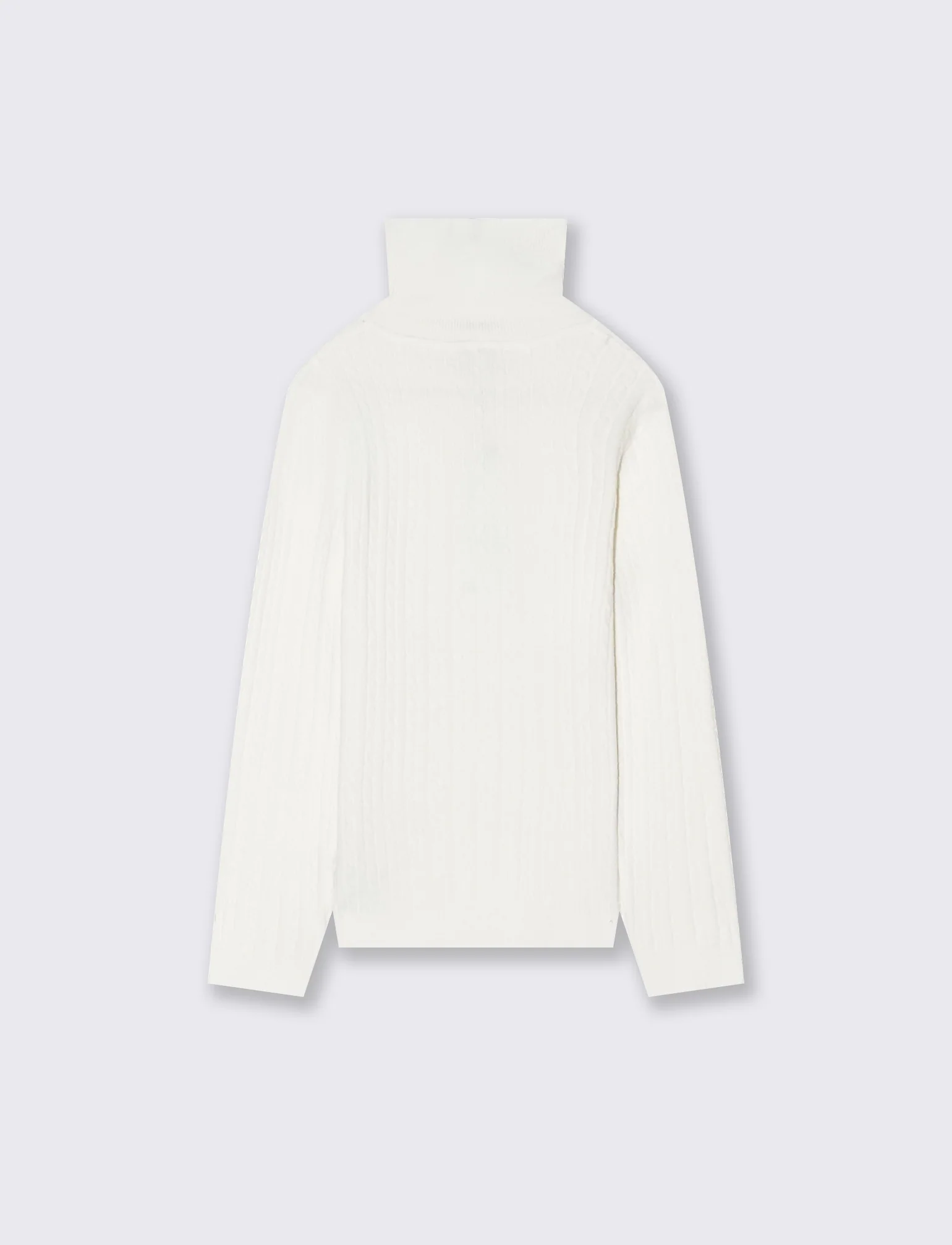 Maglia collo alto con trecce. - Bianco latte - Image 2