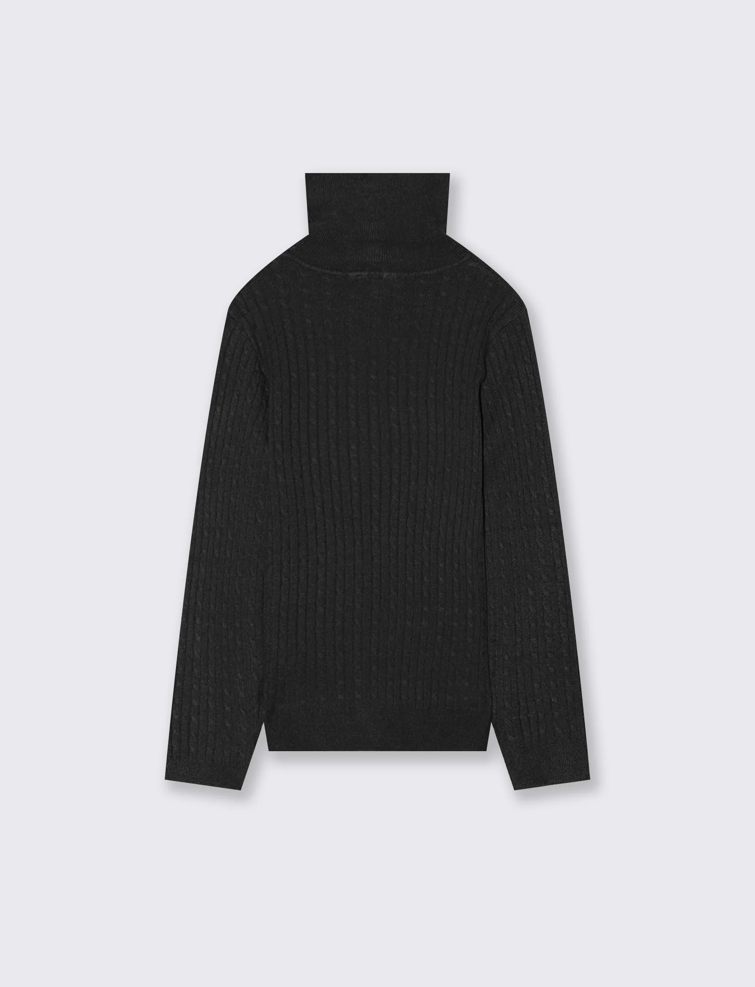 Maglia collo alto con trecce. - Nero - Image 2