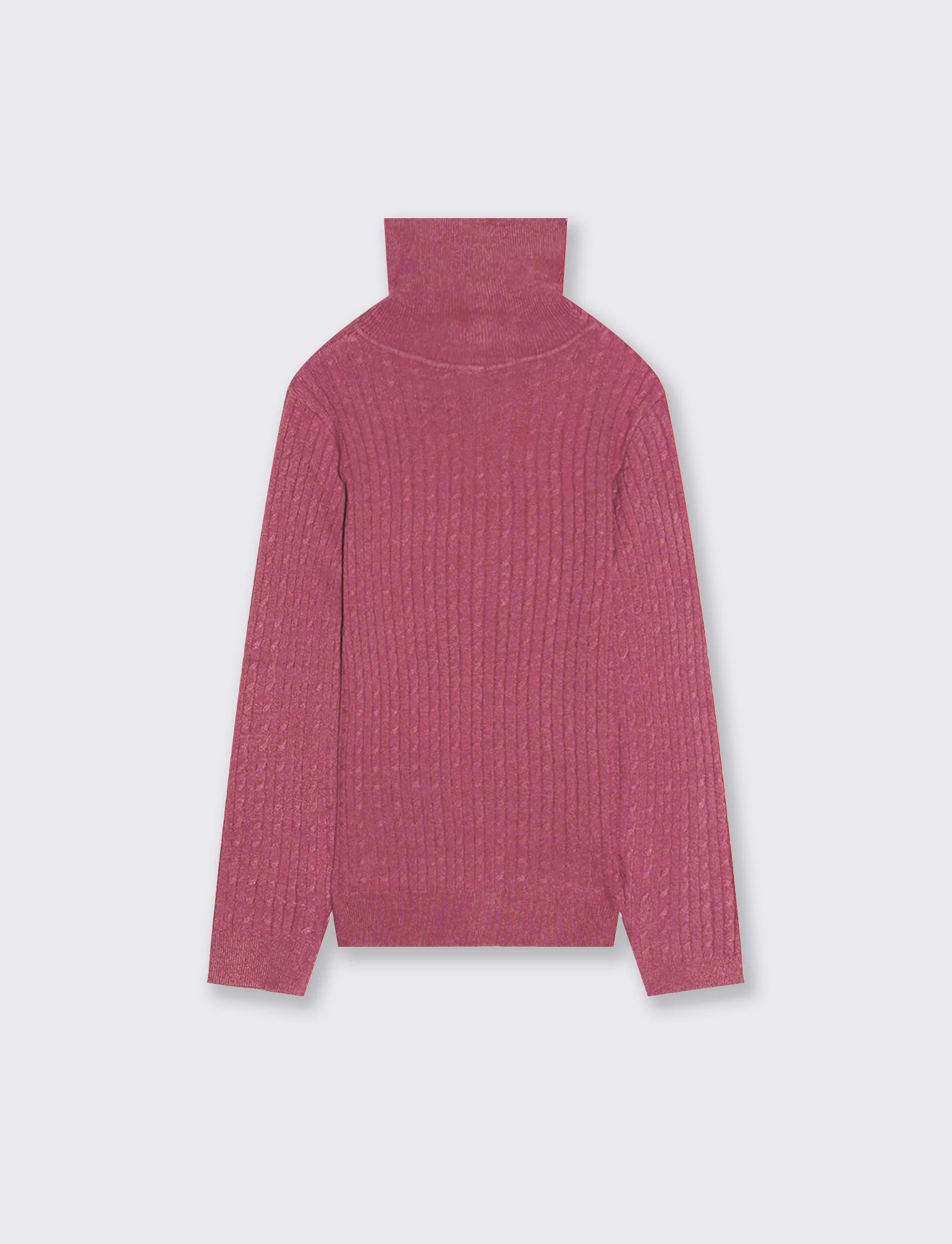 Maglia collo alto con trecce. - Viola malva