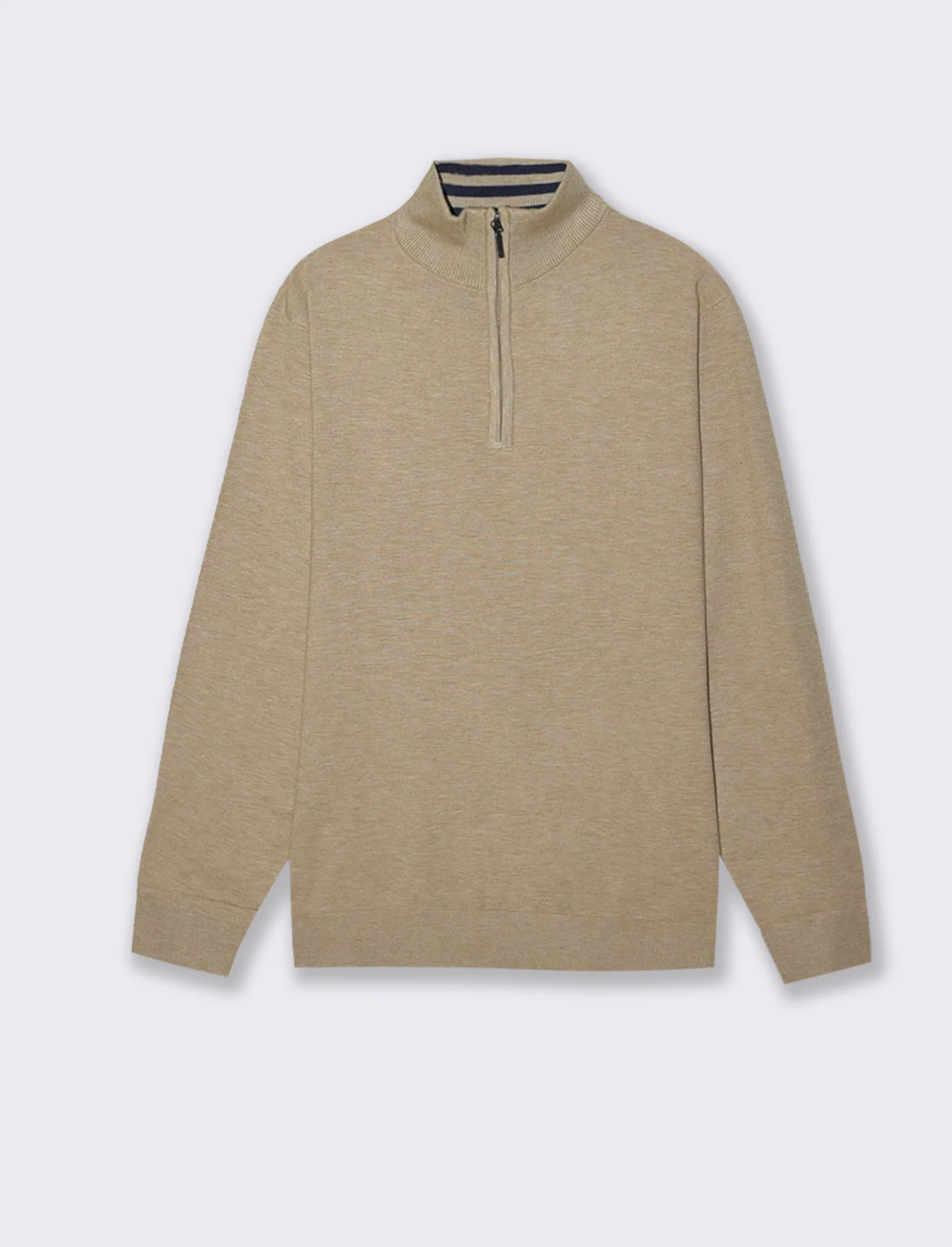 MAGLIA COLLO ALTO CON ZIP - Beige melange - Image 3