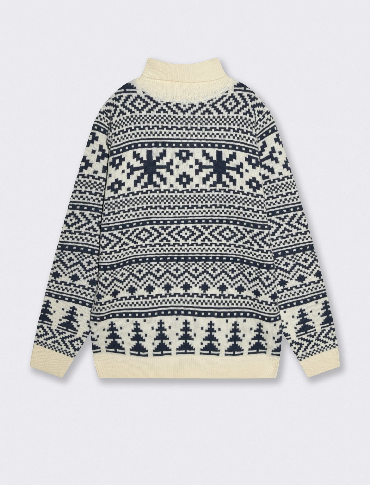 MAGLIA COLLO ALTO FANTASIA JACQUARD - Bianco