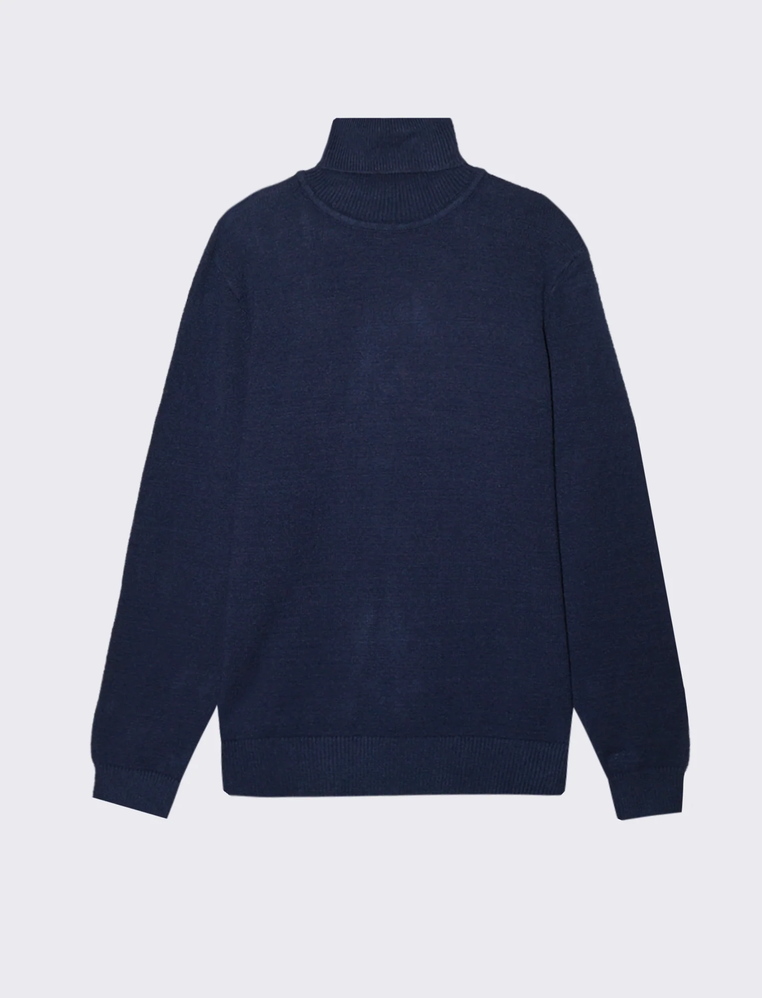 MAGLIA COLLO ALTO FILATO PREMIUM - Blu melange