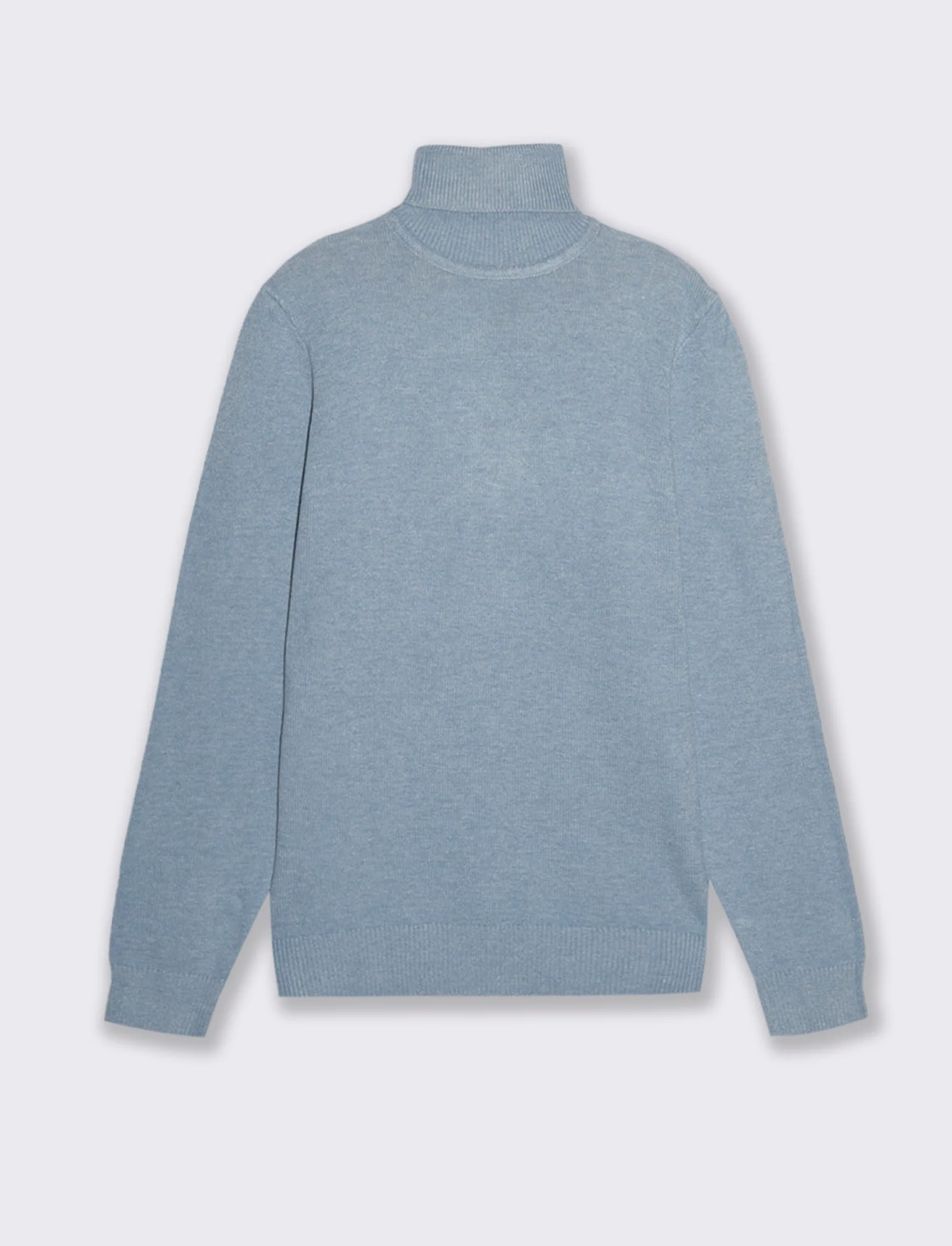 MAGLIA COLLO ALTO FILATO PREMIUM - Celeste melange - Image 2