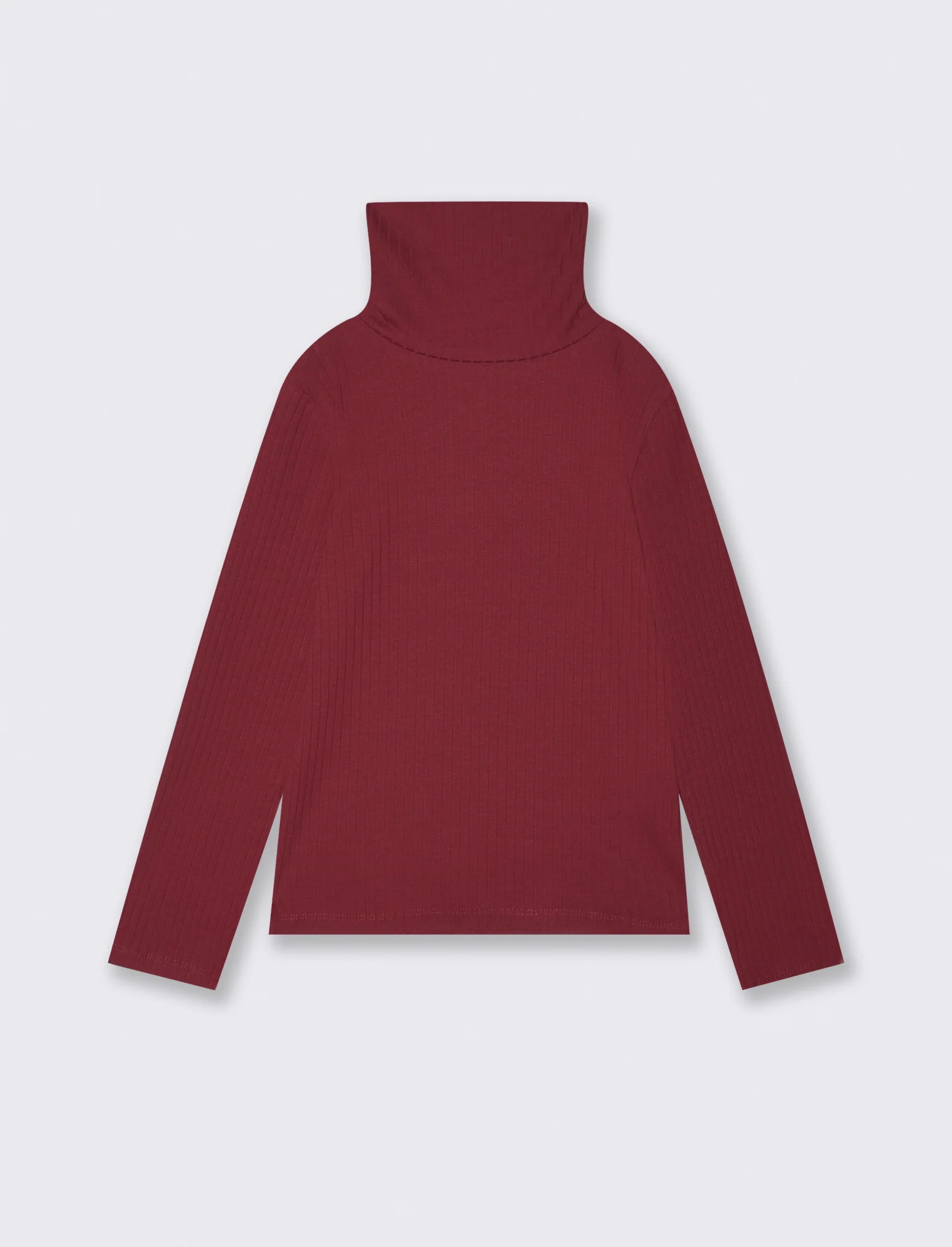 Maglia collo alto per bambina in costina - Bordeaux - Image 2