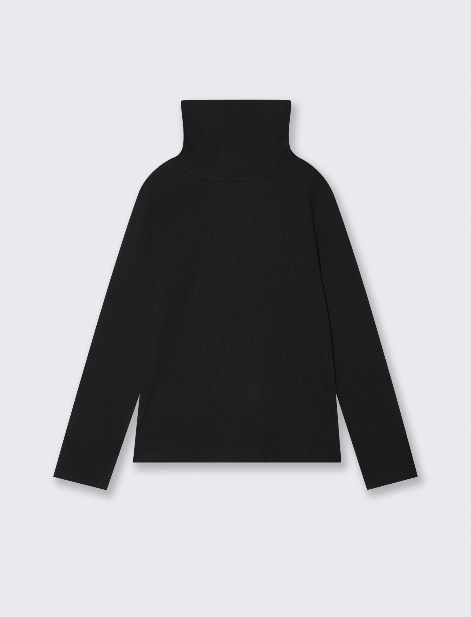 Maglia collo alto per bambina in costina - Nero - Image 2
