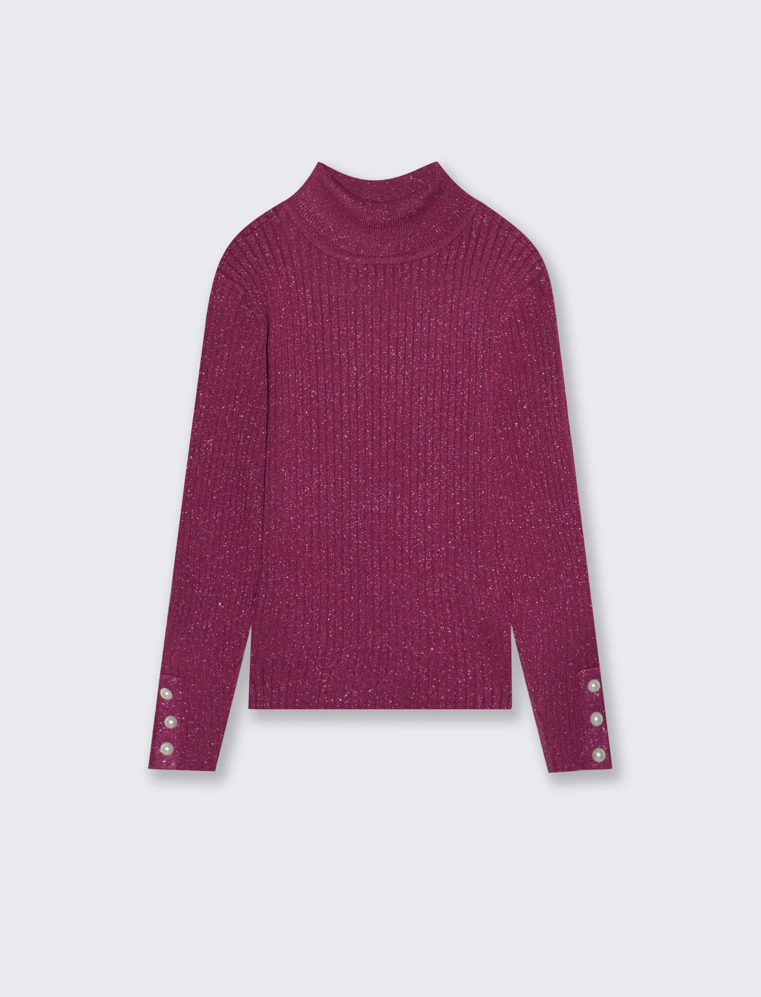 Maglia collo alto - Rosso amarena - Image 2