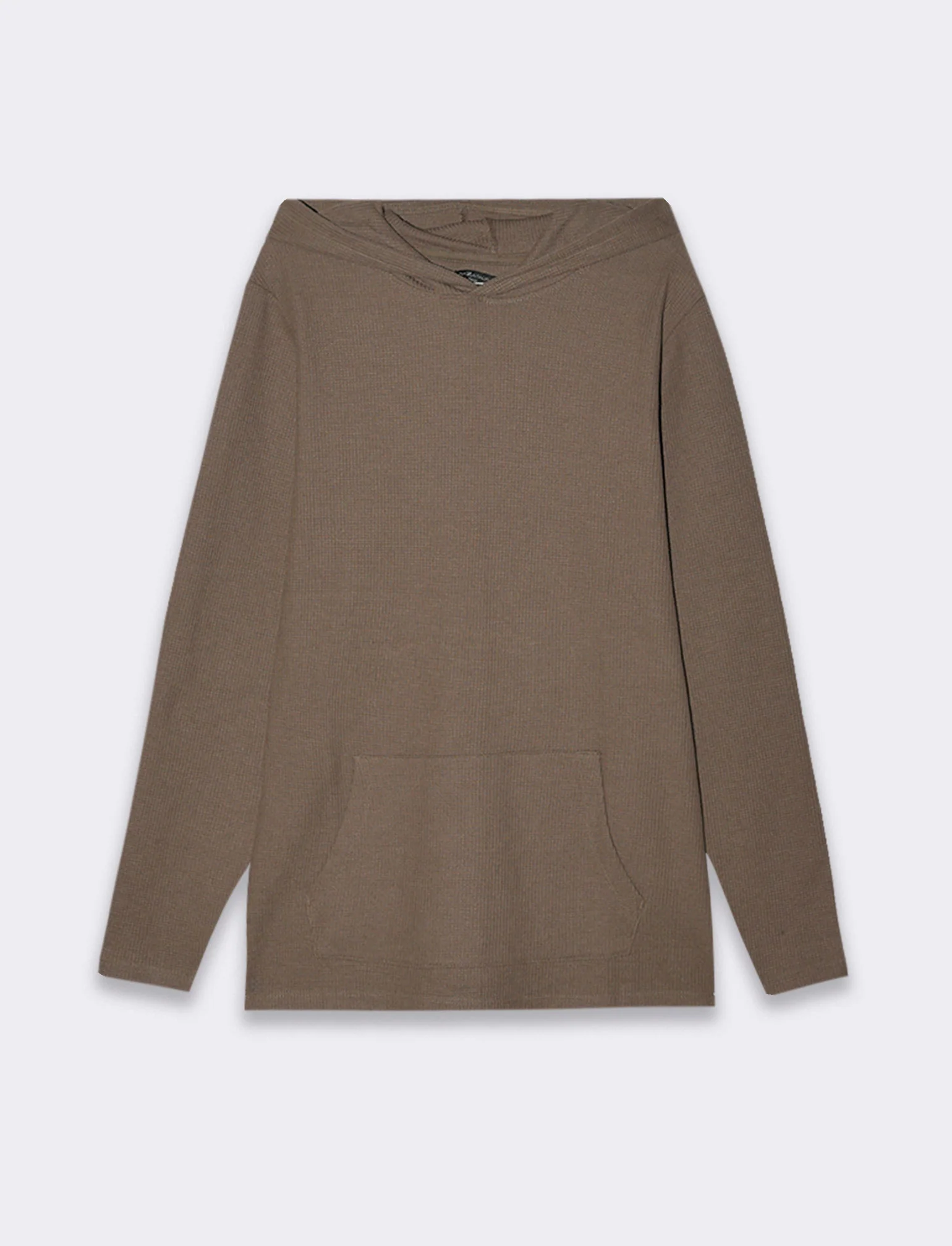 Maglia con cappuccio e marsupio struttura waffel da uomo - Grigio fango