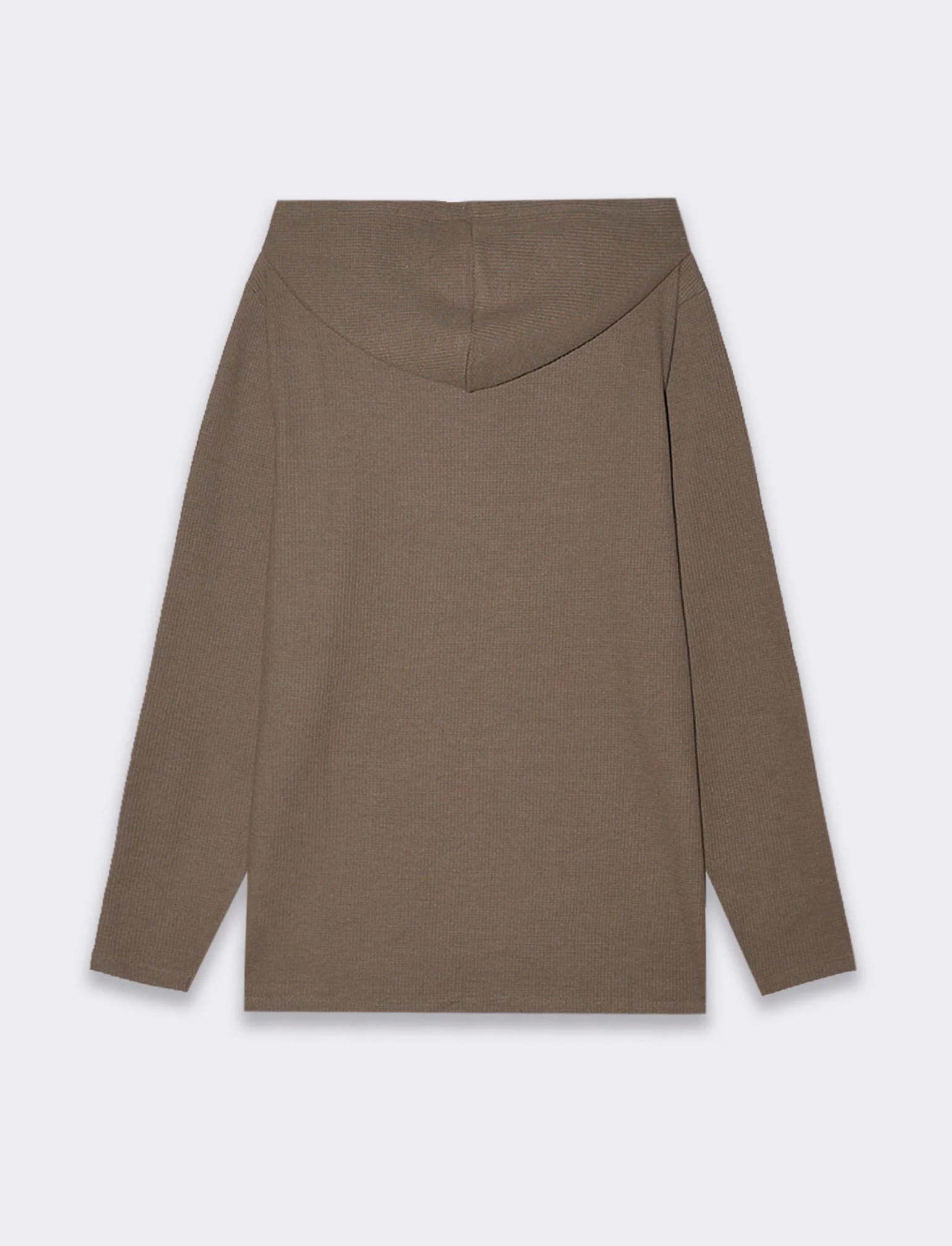 Maglia con cappuccio e marsupio struttura waffel da uomo - Grigio fango - Image 2