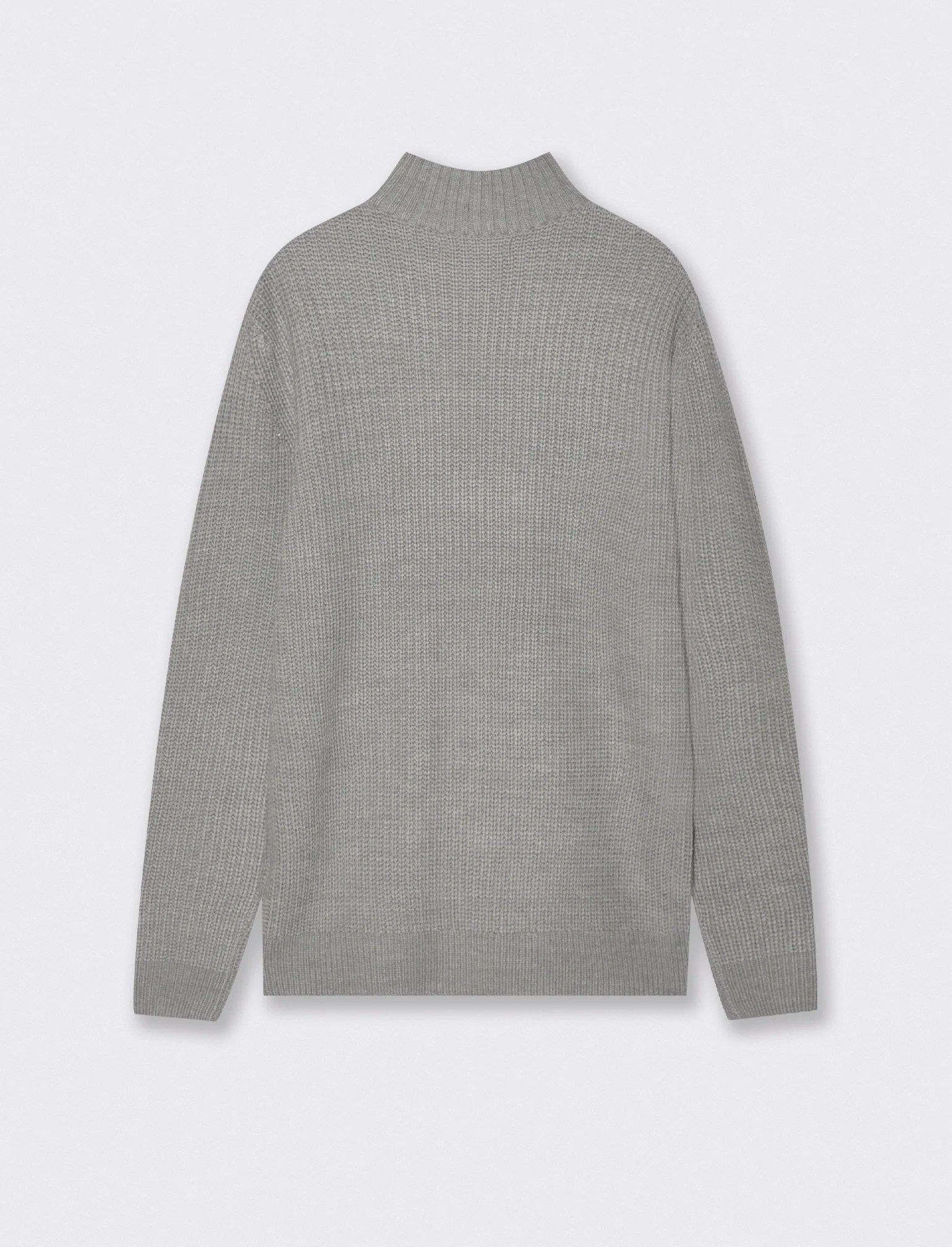 MAGLIA CON COLLO A CERNIERA E TEXTURE - Grigio mel. - Image 2