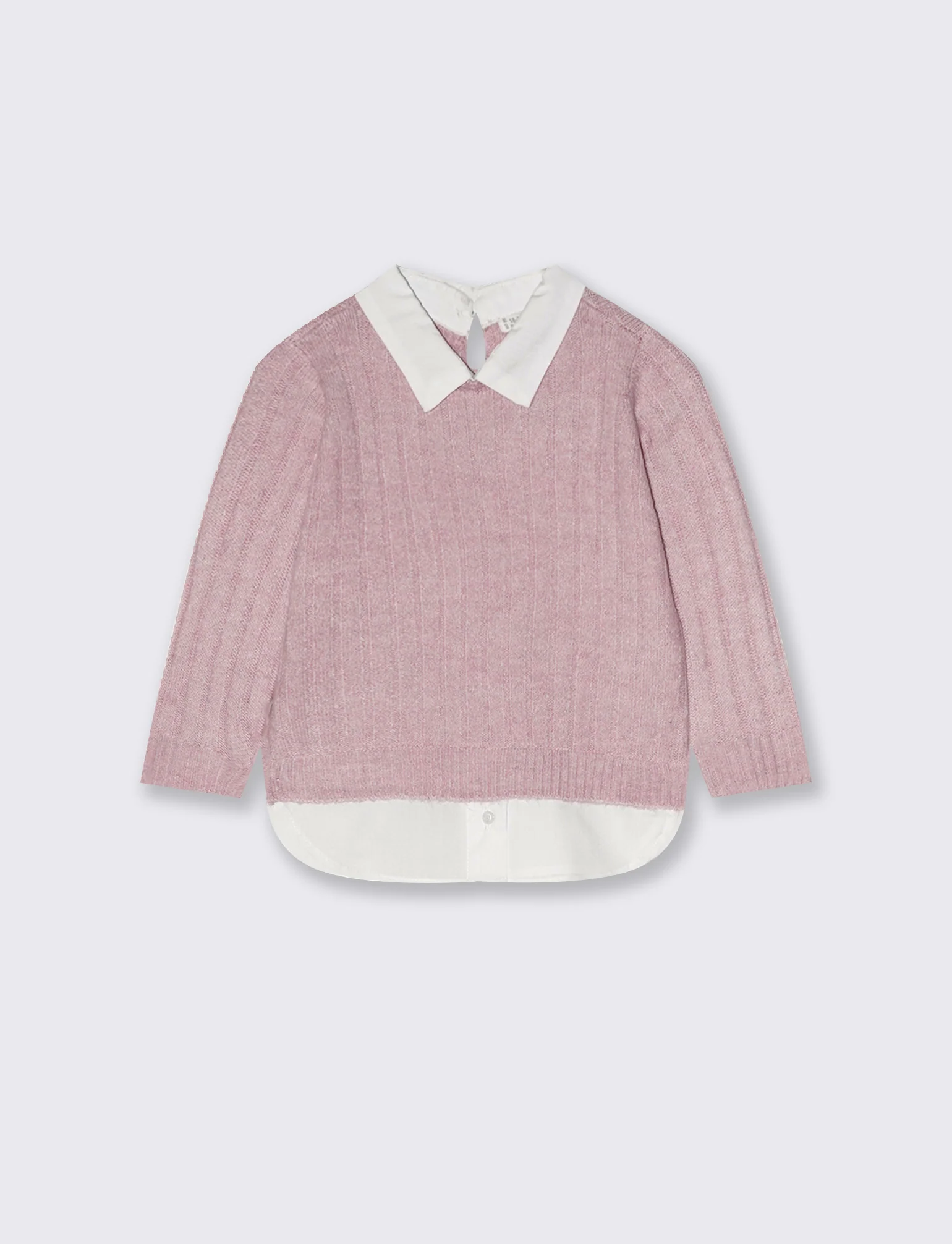Maglia con finta camicia - Rosa polvere