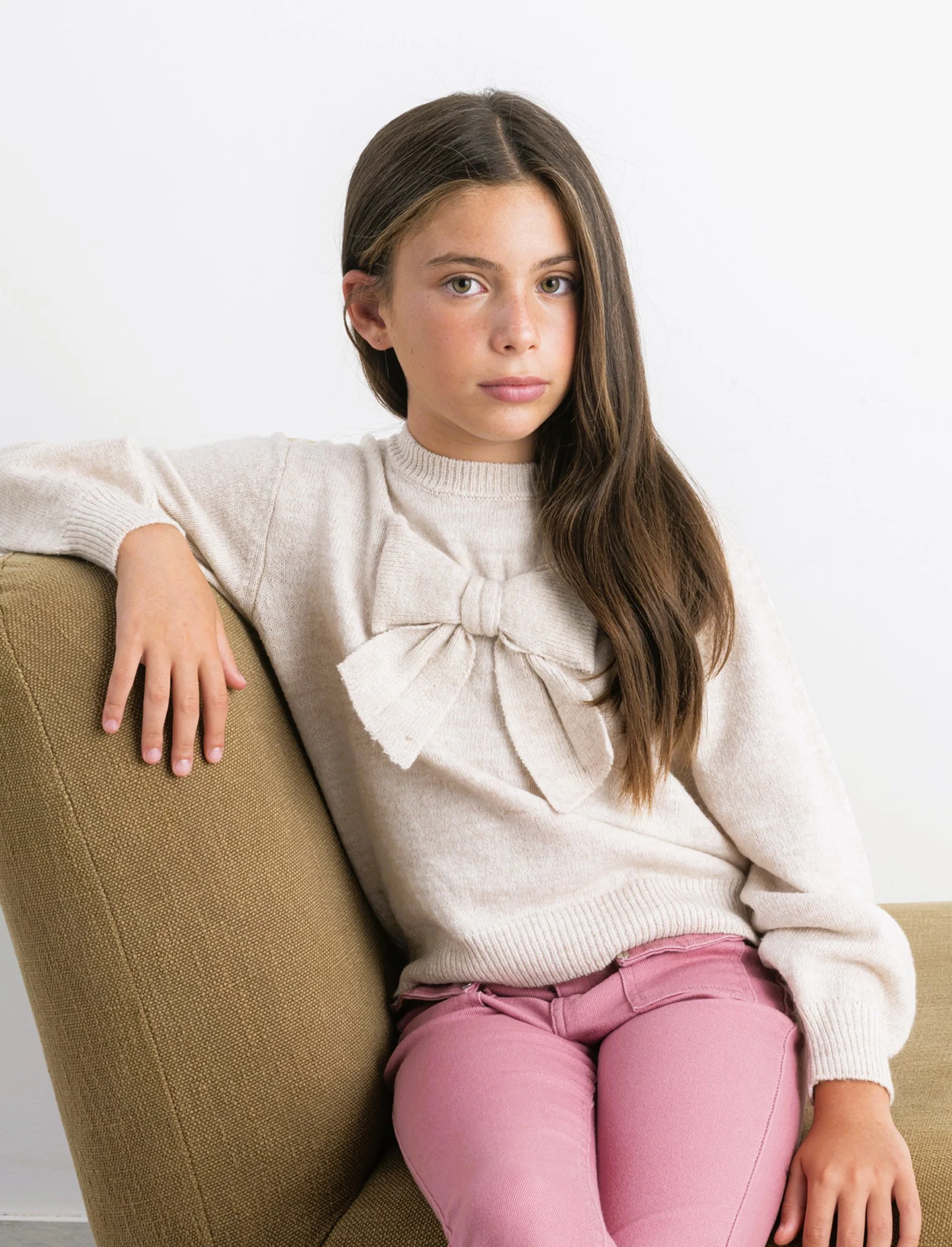 Maglia con fiocco - Beige - Image 4