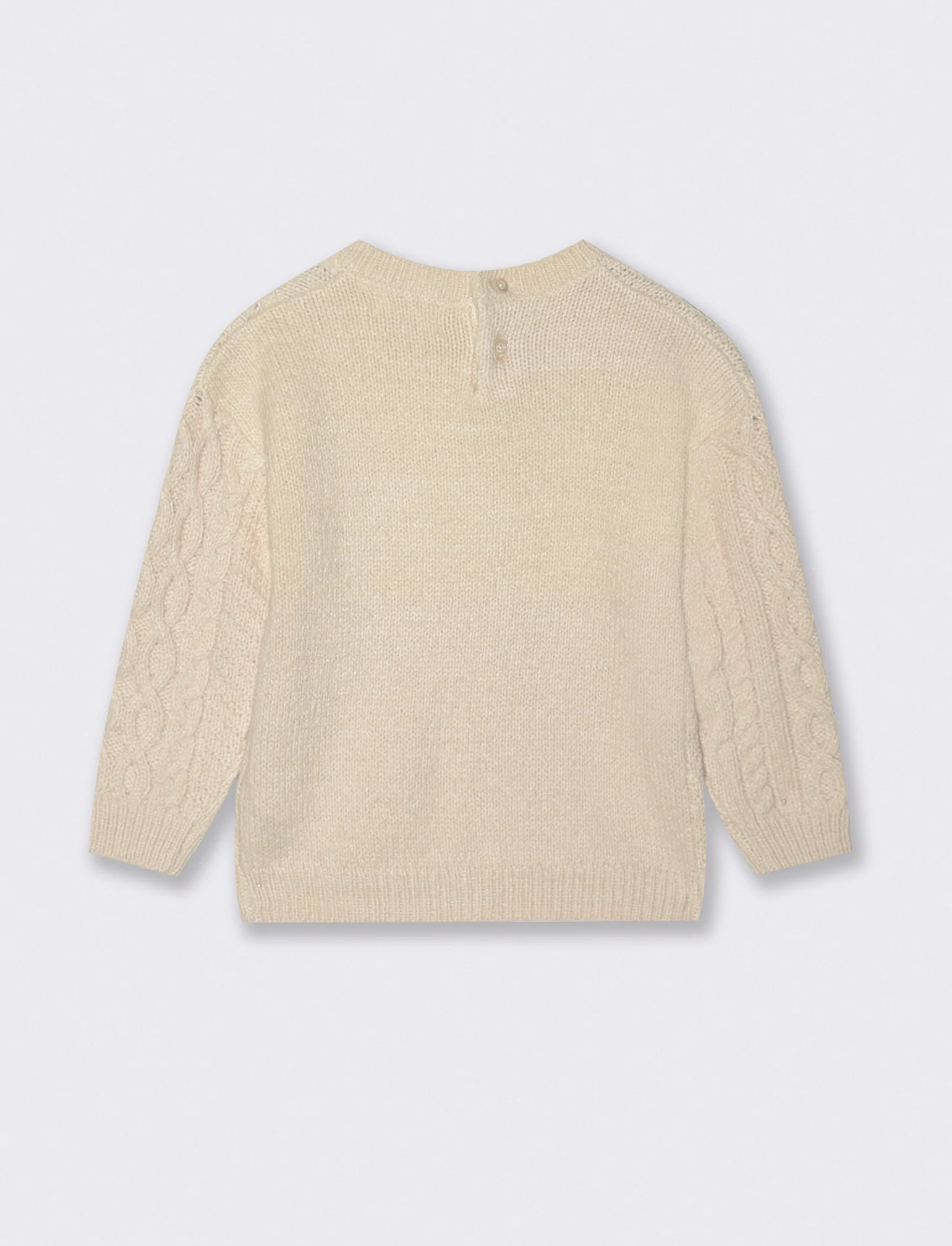 Maglia con lavorazione a trecce - Beige - Image 2