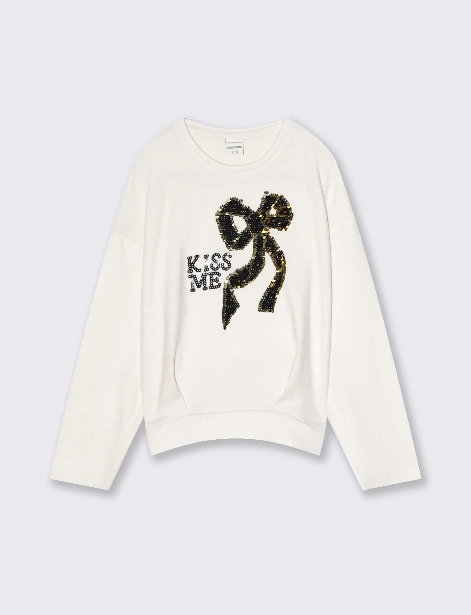 Maglia con paillettes reversibili - Bianco panna - Image 2